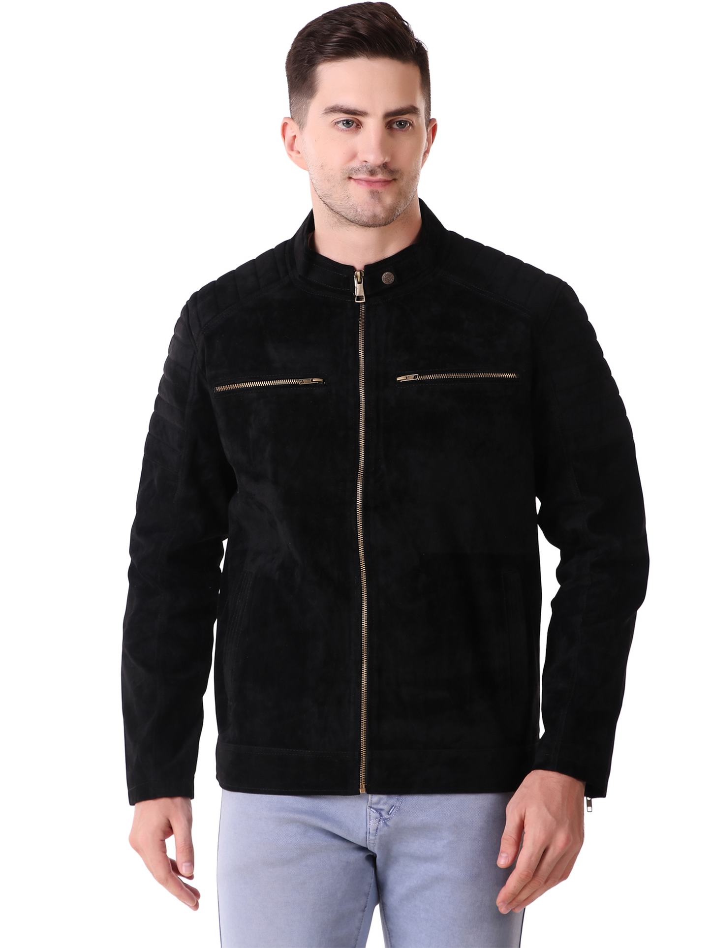 Leather Retail Men's Suede Faux Leather Jacket (LRSUDDEBL)