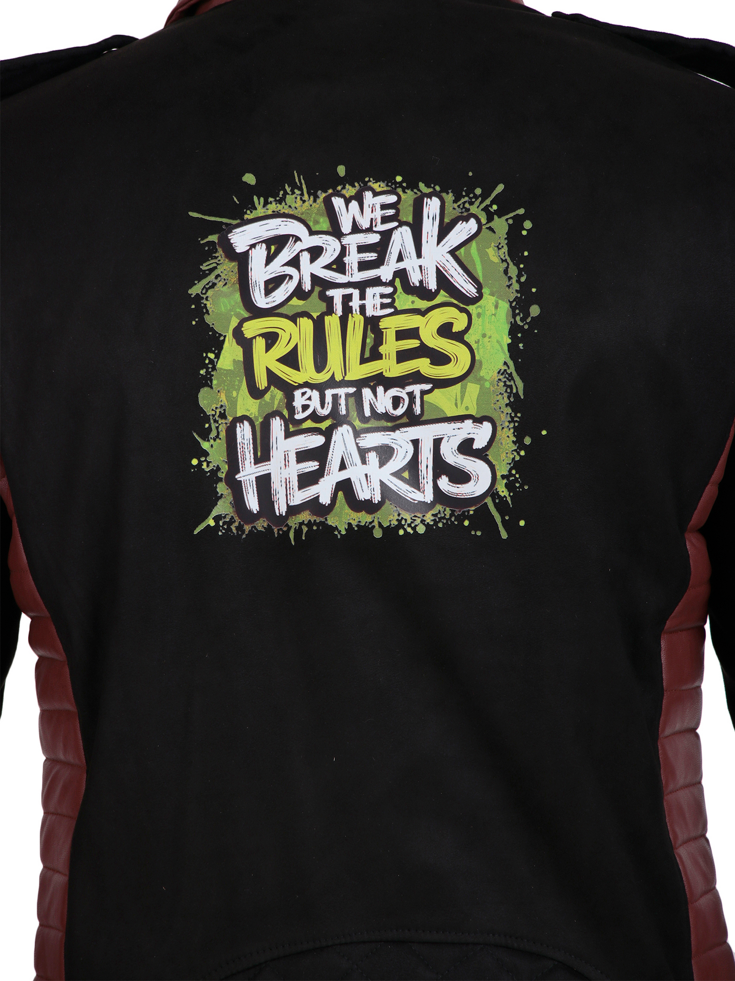 Leather Retail Men's Suede Leather Printed Jacket We Break the Rules ( LRPRSUDM47BL )