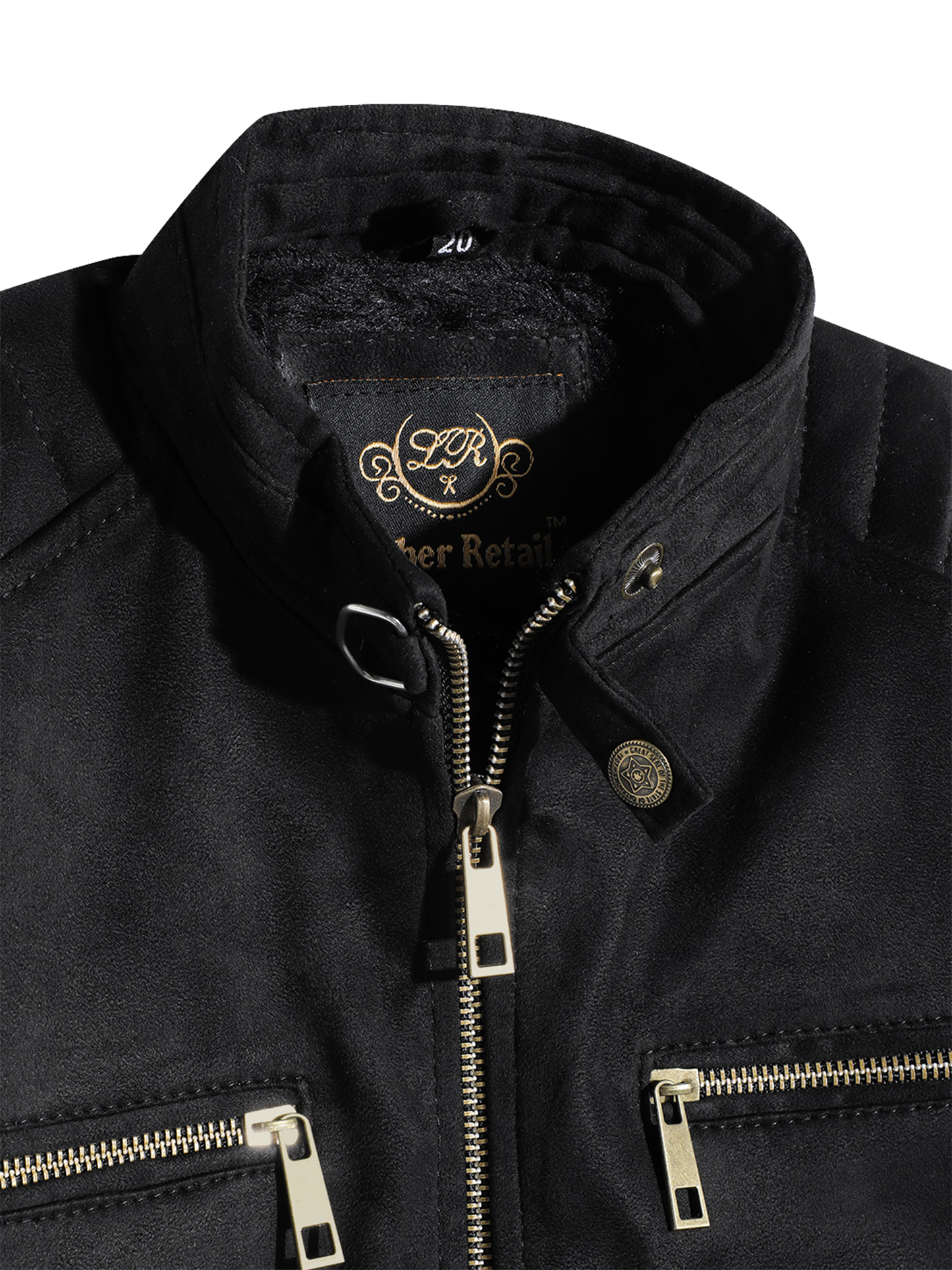 Leather Retail Boy's Suede Faux Leather Graphic Printed Jacket Rabbit ( LRPRKDSUDDEBL )