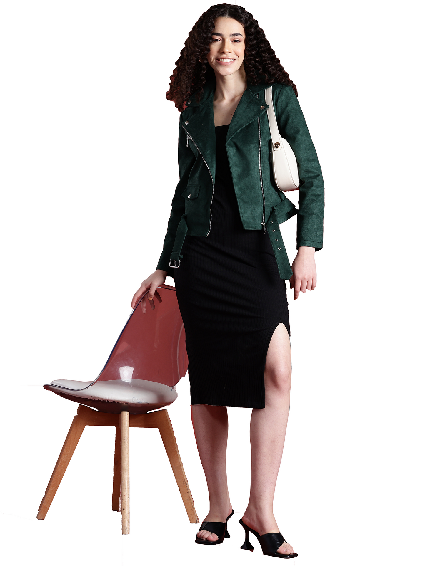 Leather Retail Women's Graphics Printed Suede Biker Jacket Be the Author ( LRPRSUDF11GR )