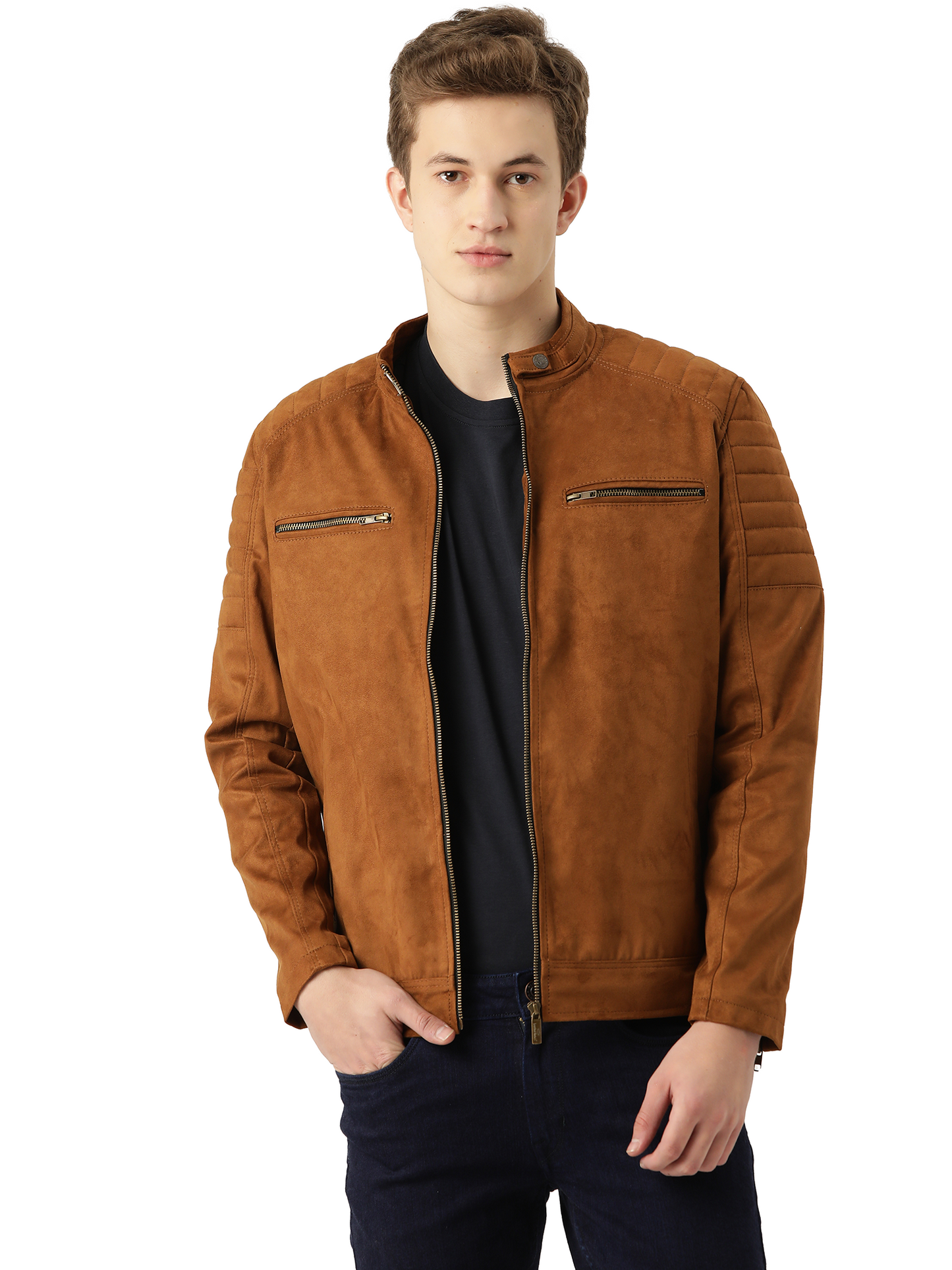Leather Retail Men's Suede Faux Leather Jacket ( LRSUDBRBR )