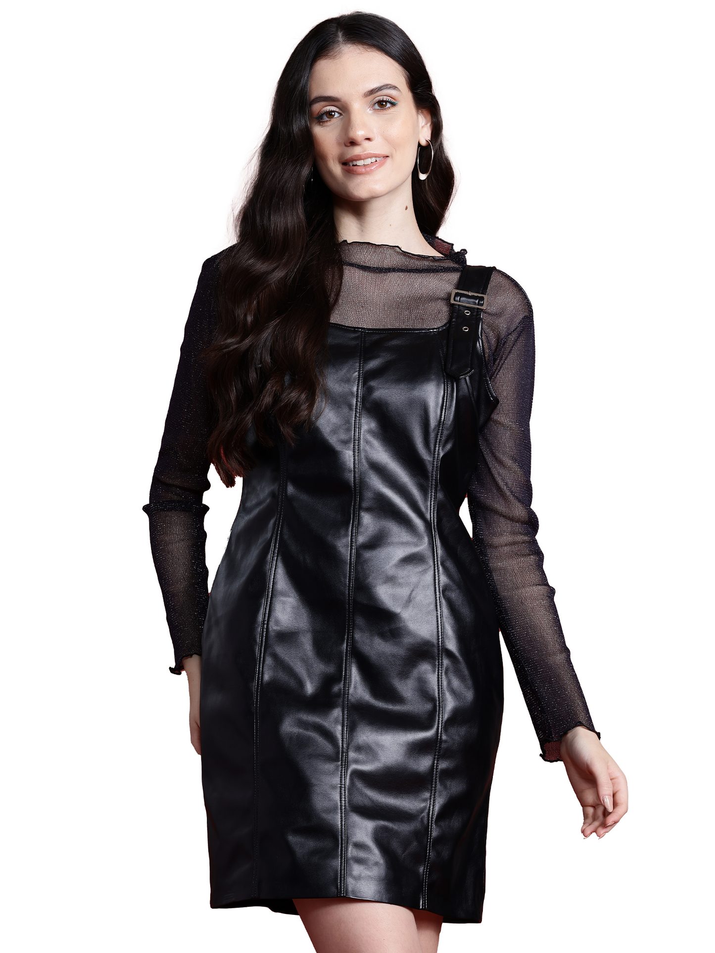 Leather Retail Women's Sleeveless Bodycon Faux Leather Mini Dresses ( LRDRS2BL )