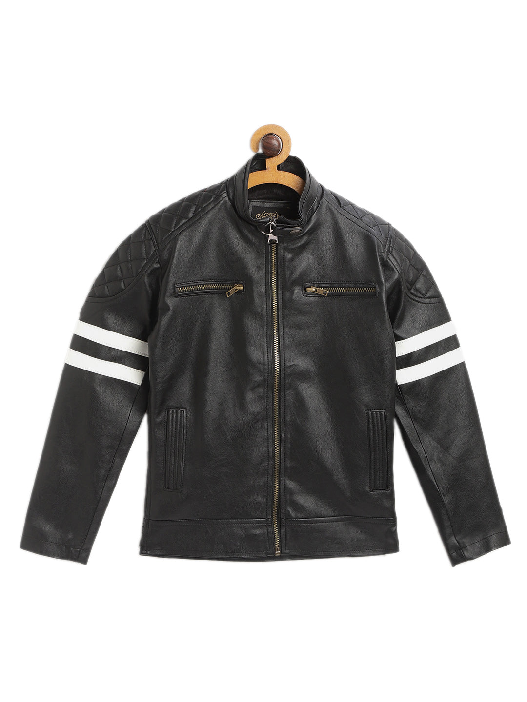 Leather Retail Kid's Full Sleeves Winter Jacket _Black (LRKDBPBL01)