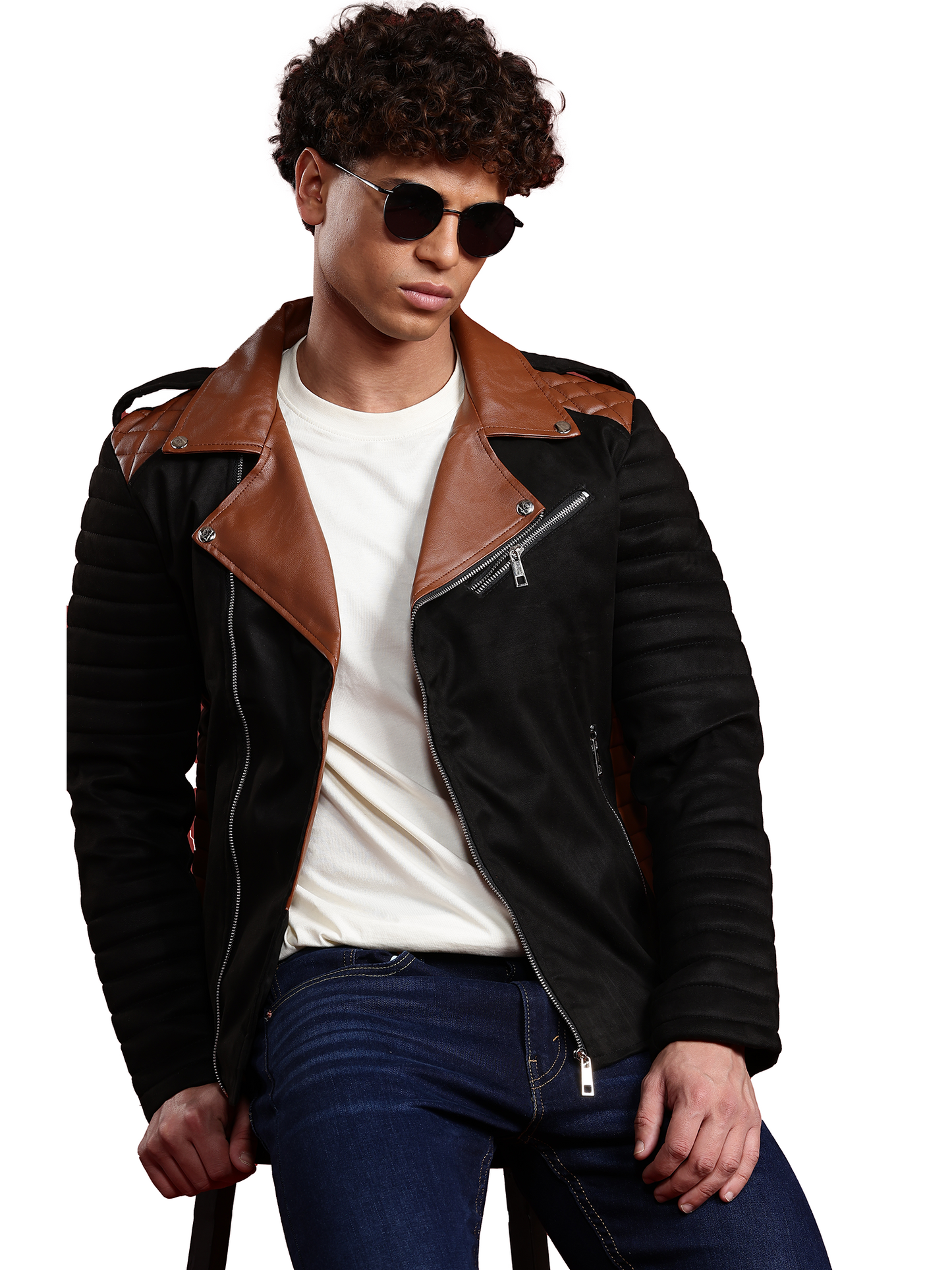 Leather Retail Men’s Casual Suede Leather Motor Cycle Jacket (LRSUDM47BL)