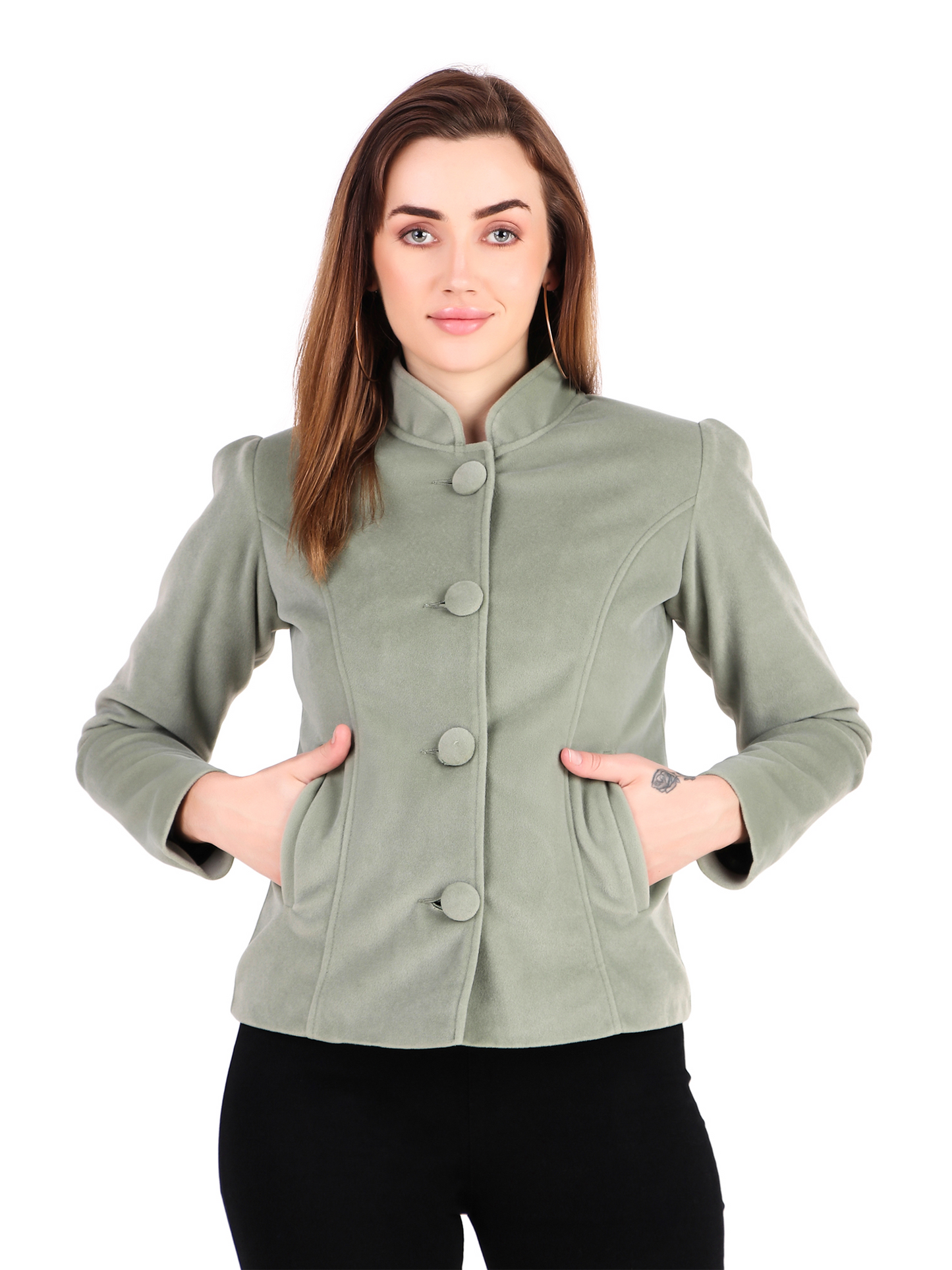 Leather Retail Coat Winter Wear Velvet Jacket For Women's(LRVEL4BGR)