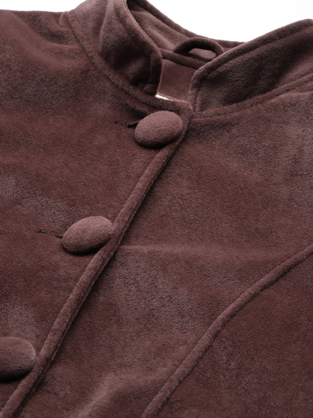 Leather Retail Women Full Sleeve Velvet Four Button Coffee Jacket ( LRVEL4BCO )