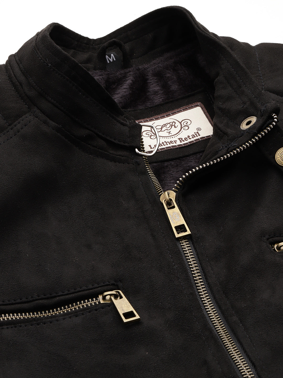 Leather Retail Men's Suede Leather Quotes Printed Jacket ( LRPRSUDDEBL )