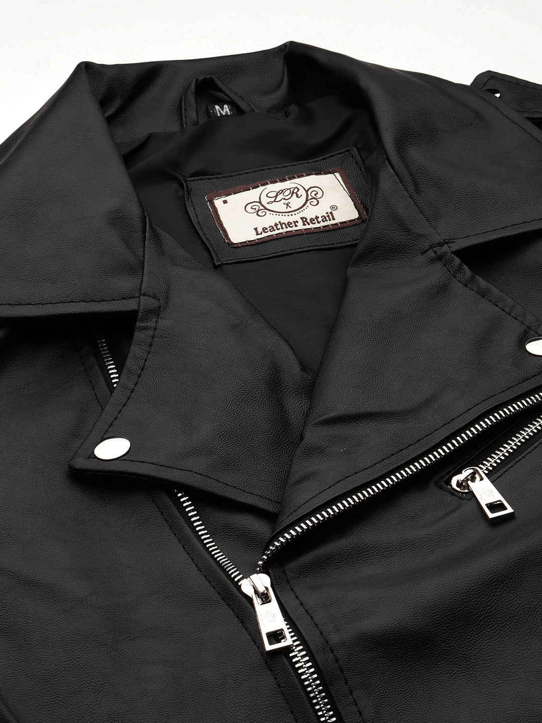 Leather Retail® Men's Solid Biker Jacket(LRRMBL)