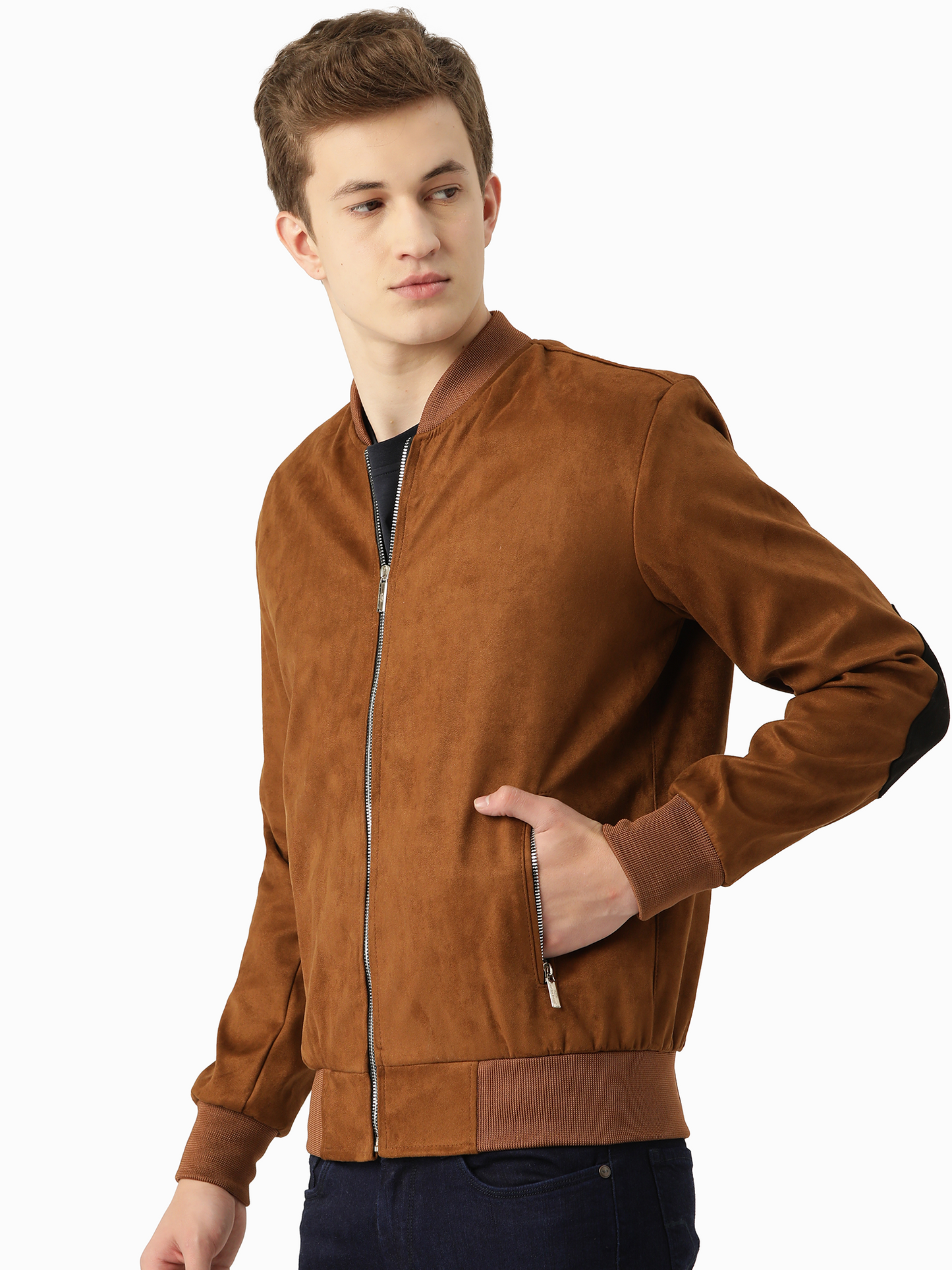Leather Retail Suede Faux Leather Jacket For Men's ( LRSUDELBR )