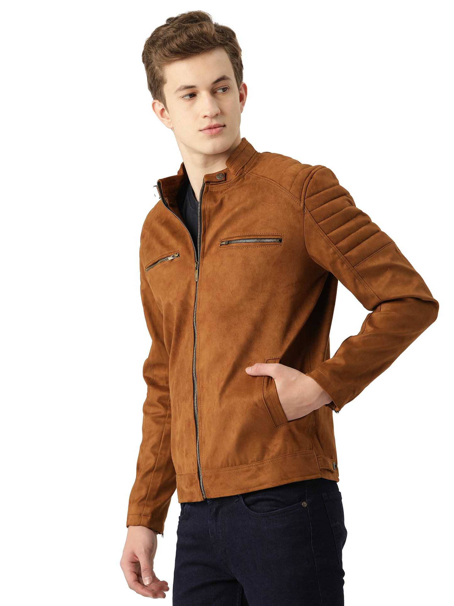 Leather Retail Men's Suede Faux Leather Jacket ( LRSUDBRBR )