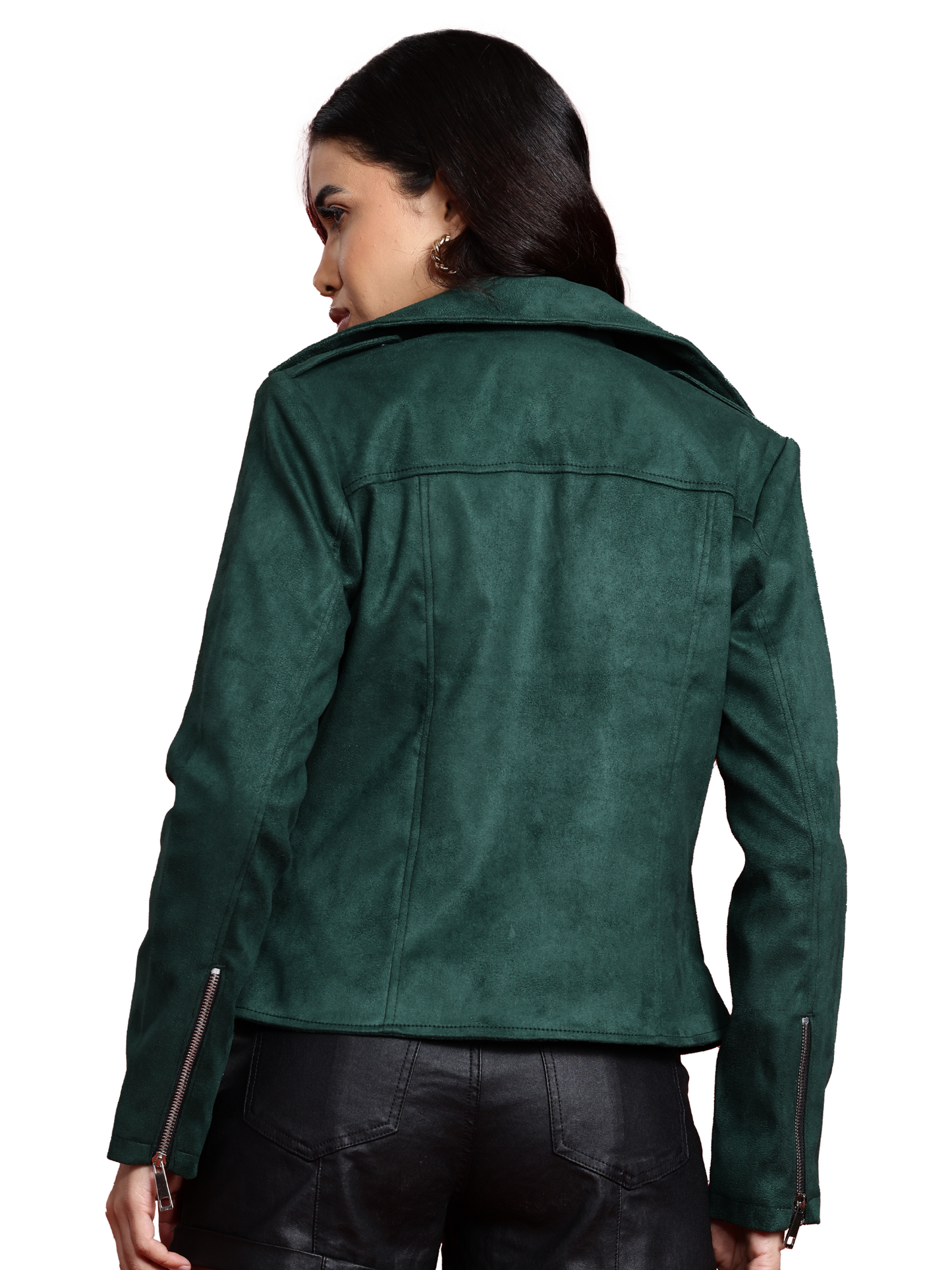 Leather Retail Women's Suede Full Sleeve Biker Jacket ( LRSUDF11GR )
