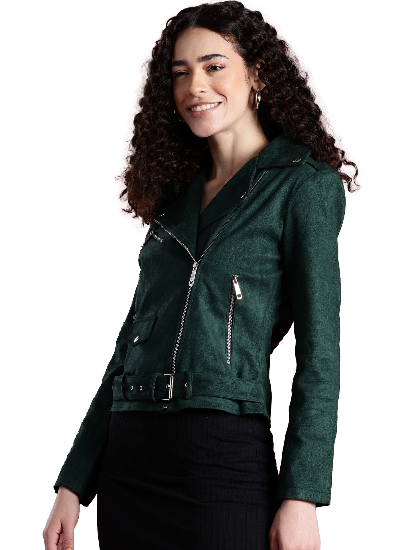 Leather Retail Women's Graphics Printed Suede Biker Jacket Be the Author ( LRPRSUDF11GR )