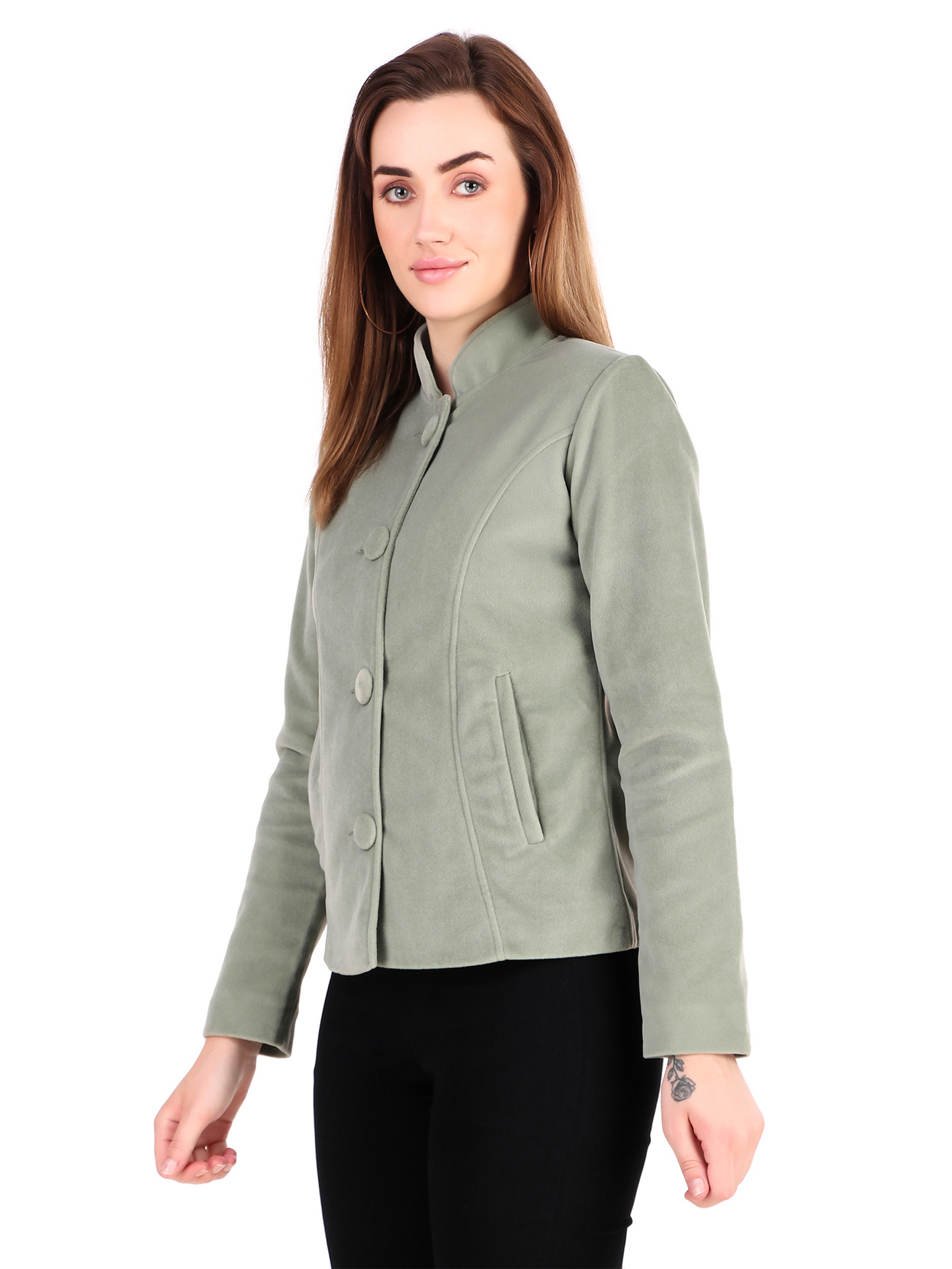 Leather Retail Coat Winter Wear Velvet Jacket For Women's(LRVEL4BGR)