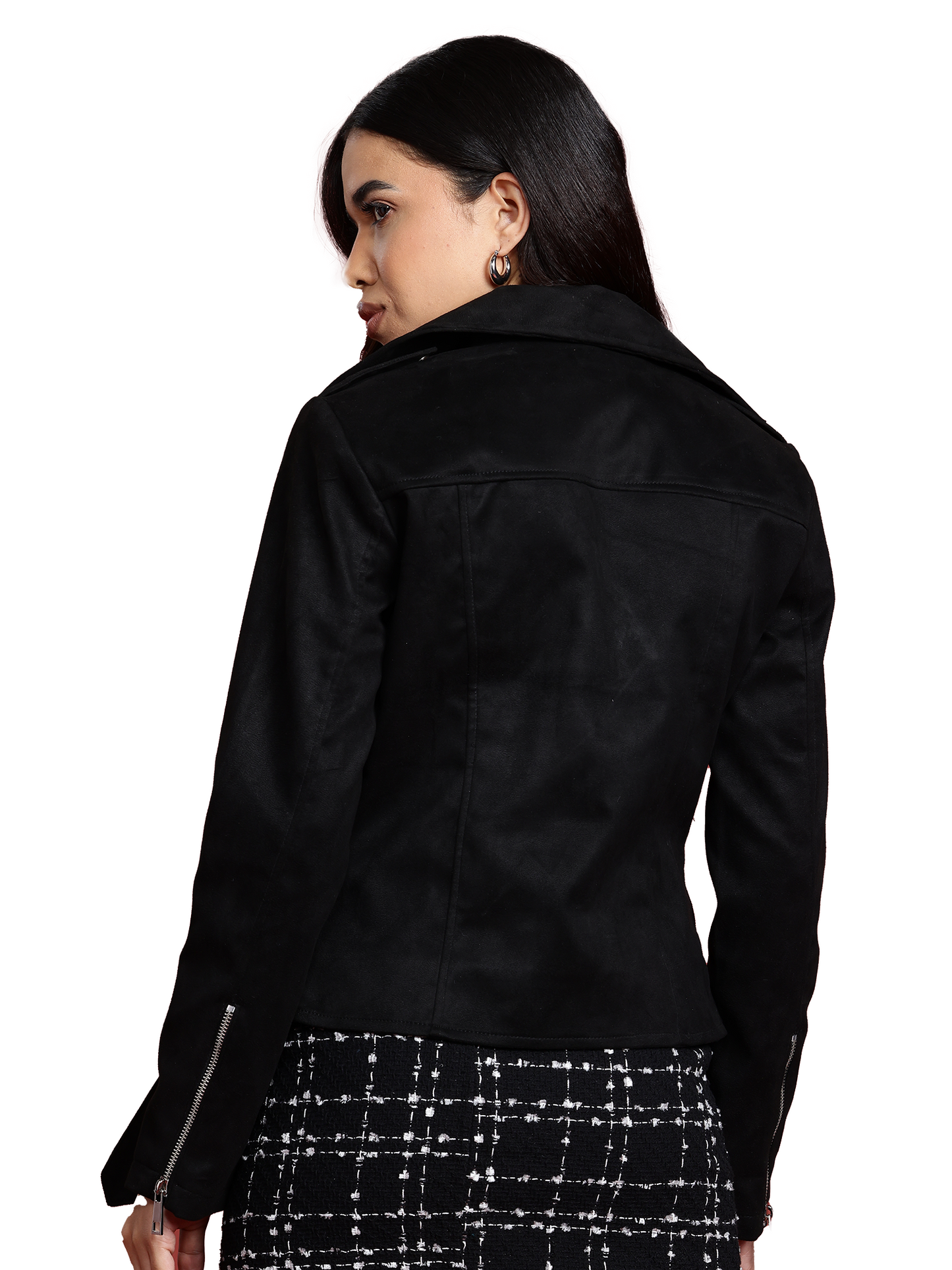 Leather Retail Women's Suede Full Sleeve Biker Jacket ( LRSUDF11BL )