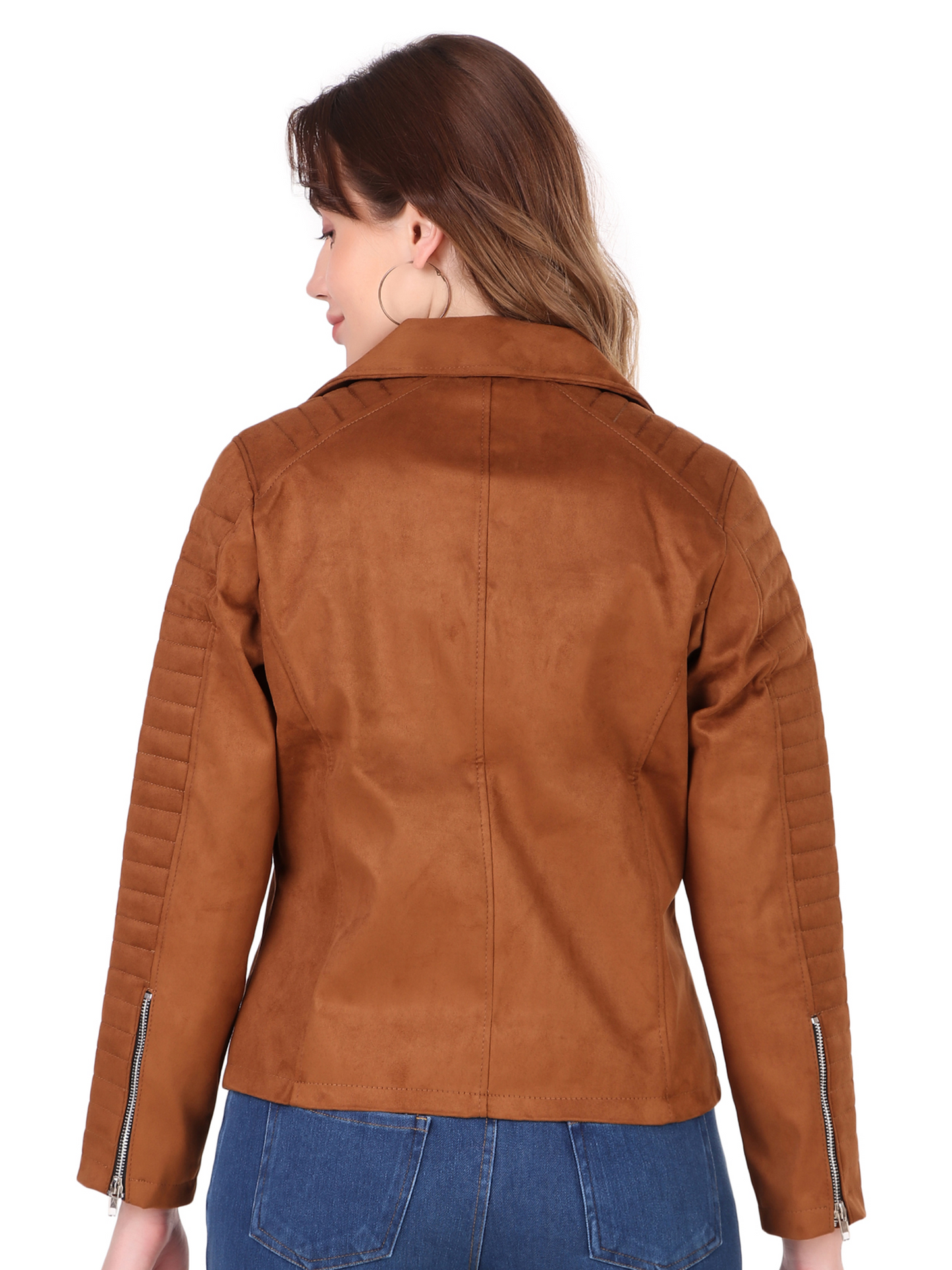 Leather Retail Women's Suede Faux Leather Jacket ( LRSUDFRBR)