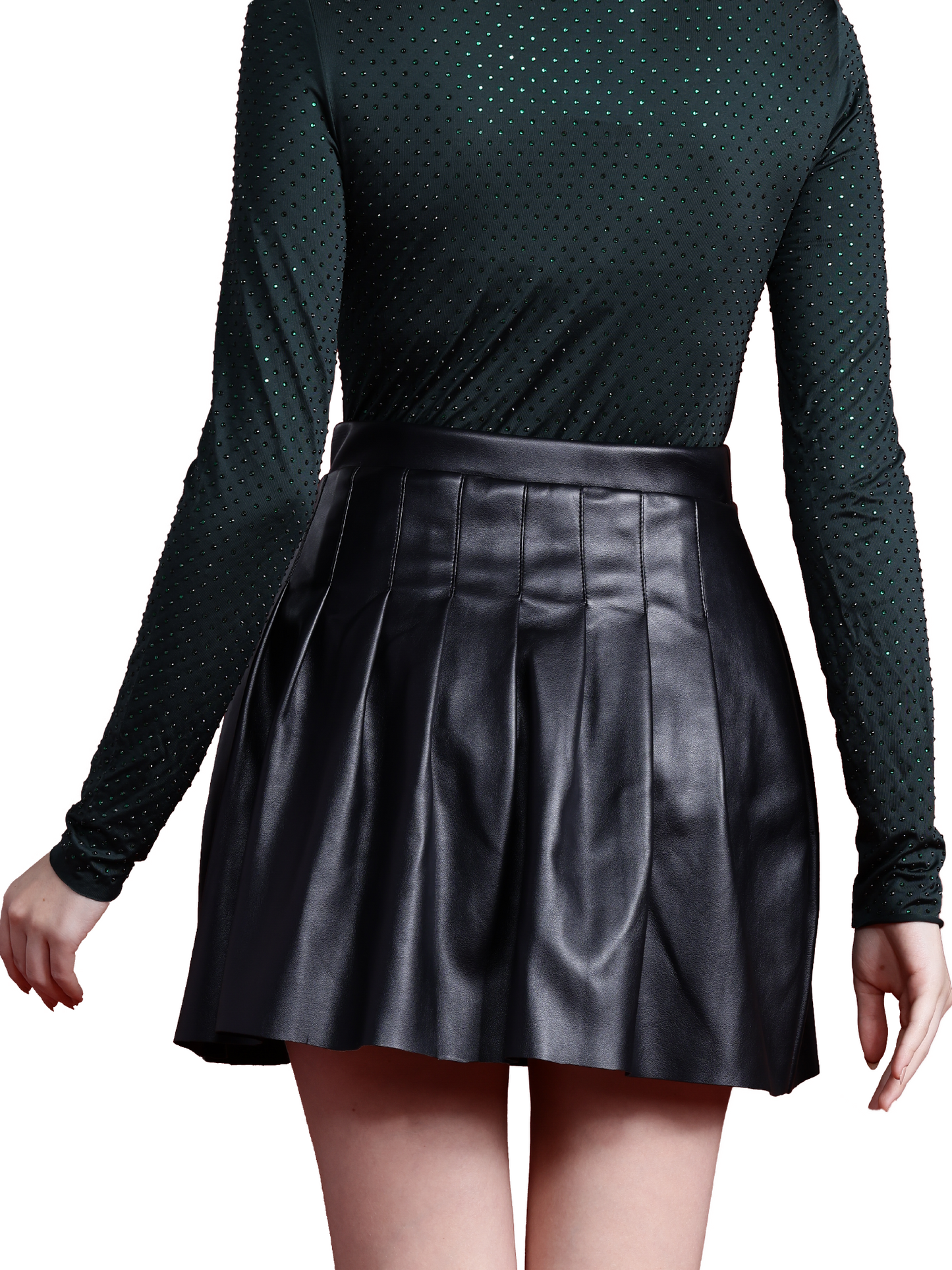 Leather Retail Women's Pu Leather Pleated Short Skirts( LRSKRT2BL )