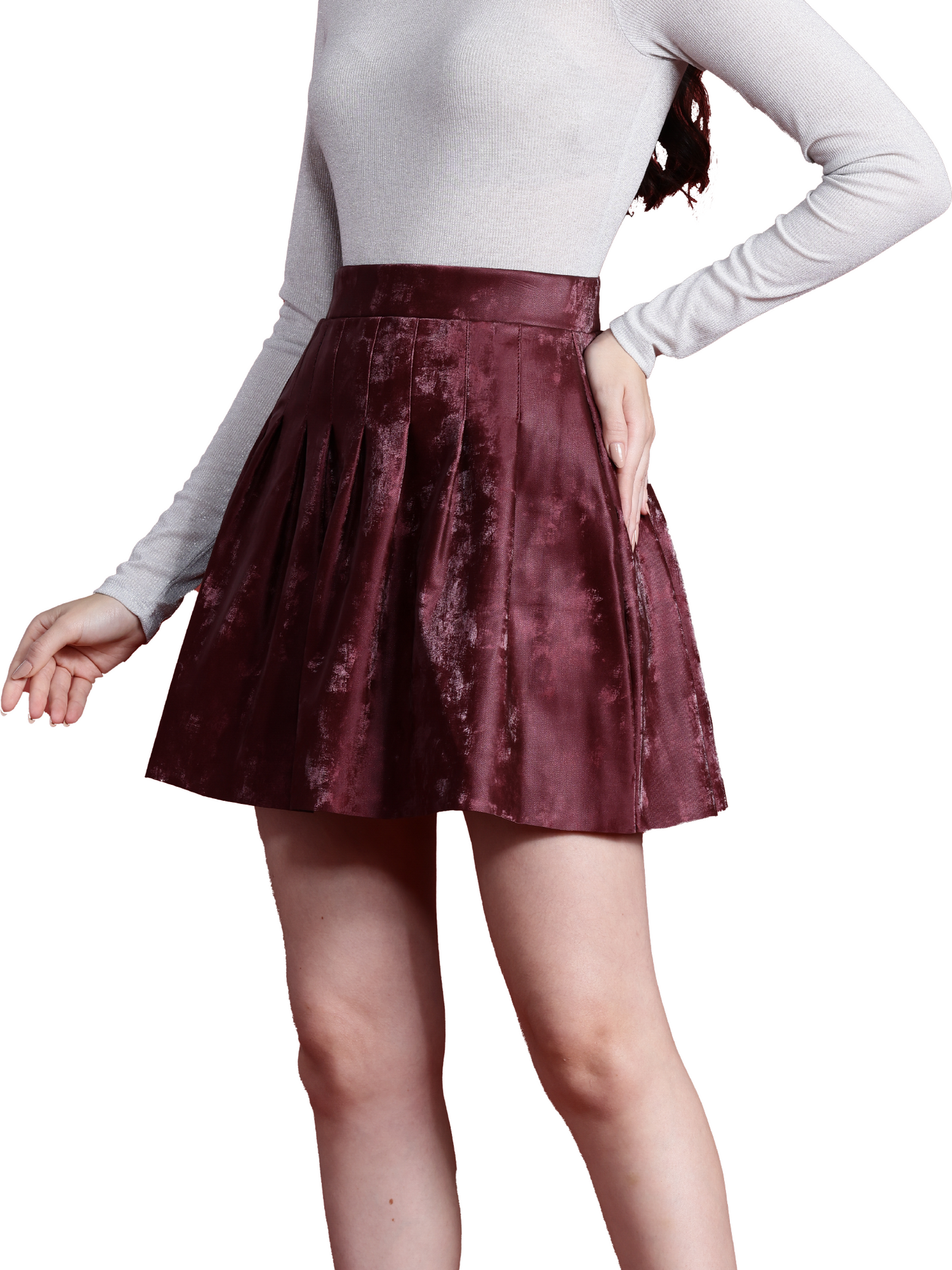 Leather Retail Cheery suede pleated skirt for women's & Girl's ( LRSUDSKRT2CH )