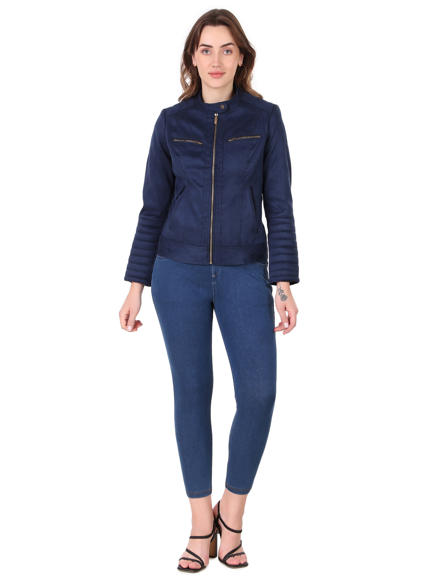 Leather Retail Women's Suede Faux Leather Jacket(LRSUDWBU)