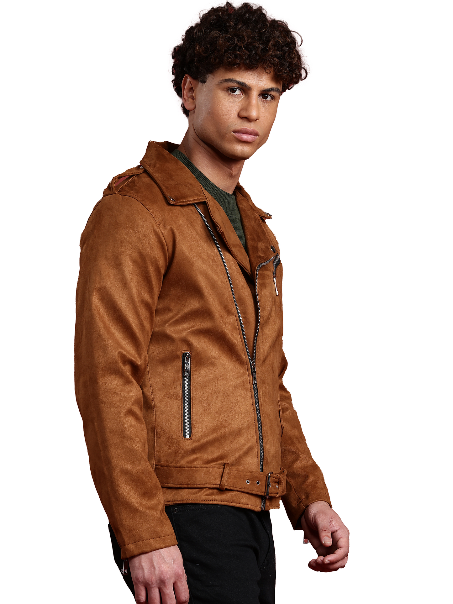 Leather Retail Mens Brown Suede Leather Biker Jacket ( LRSUDM11BR)