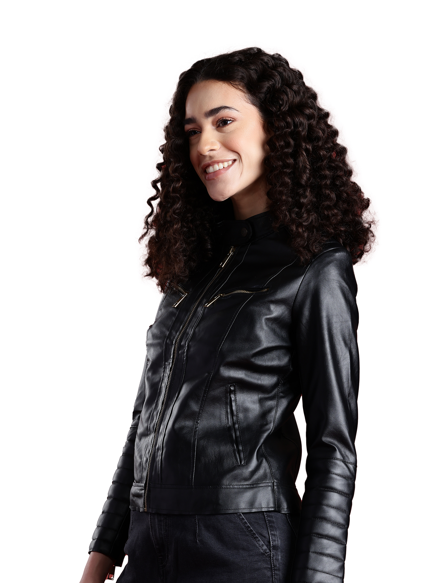 Leather Retail Full Sleeve Solid Jacket for Women's(LRWBN)