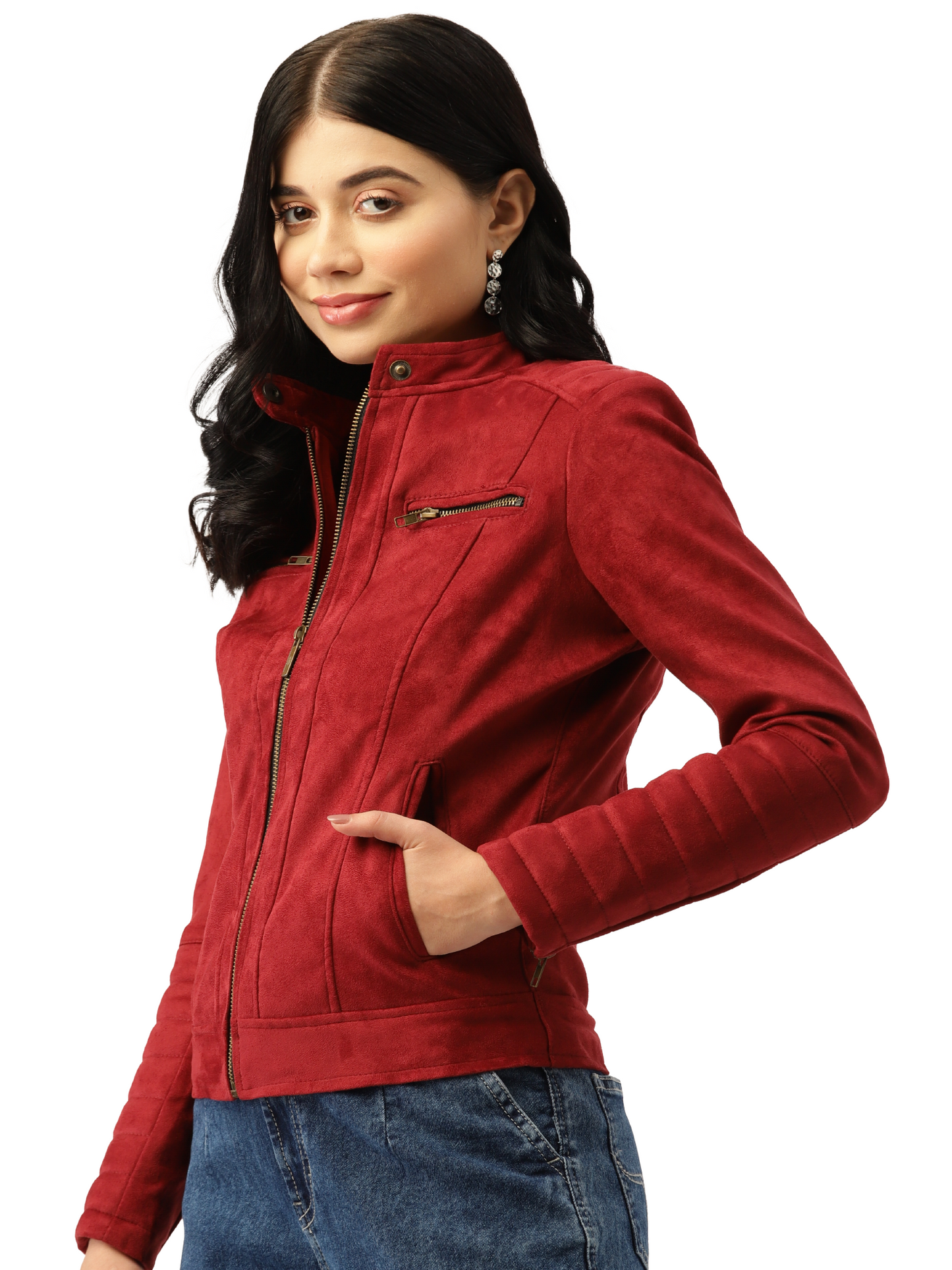 Leather Retail Women's Suede Faux Leather Jacket ( LRSUDWCH )