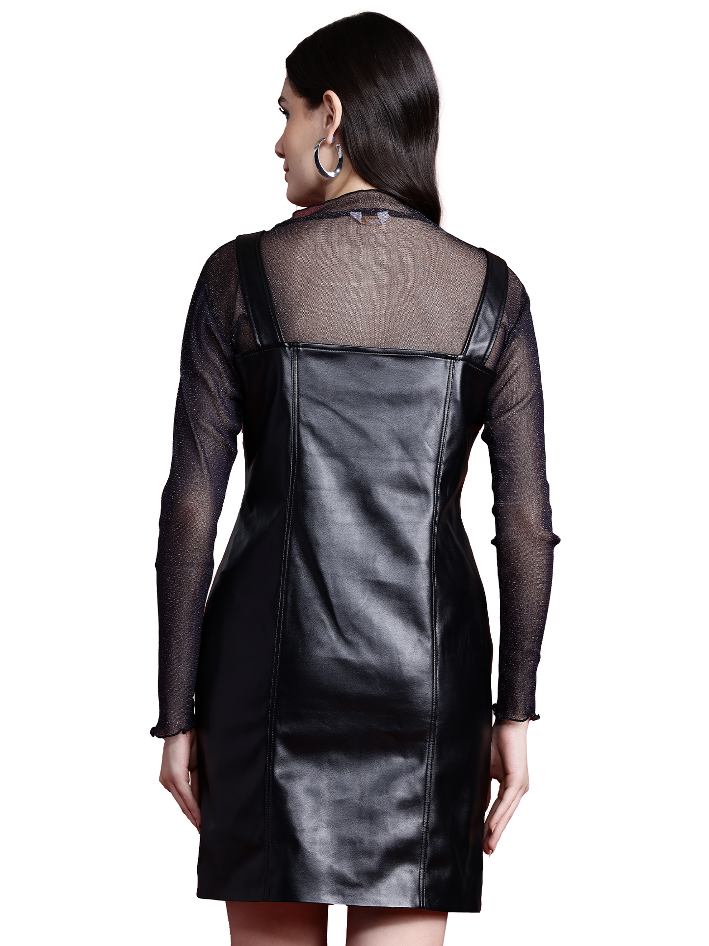 Leather Retail Women's Sleeveless Bodycon Faux Leather Mini Dresses ( LRDRS2BL )