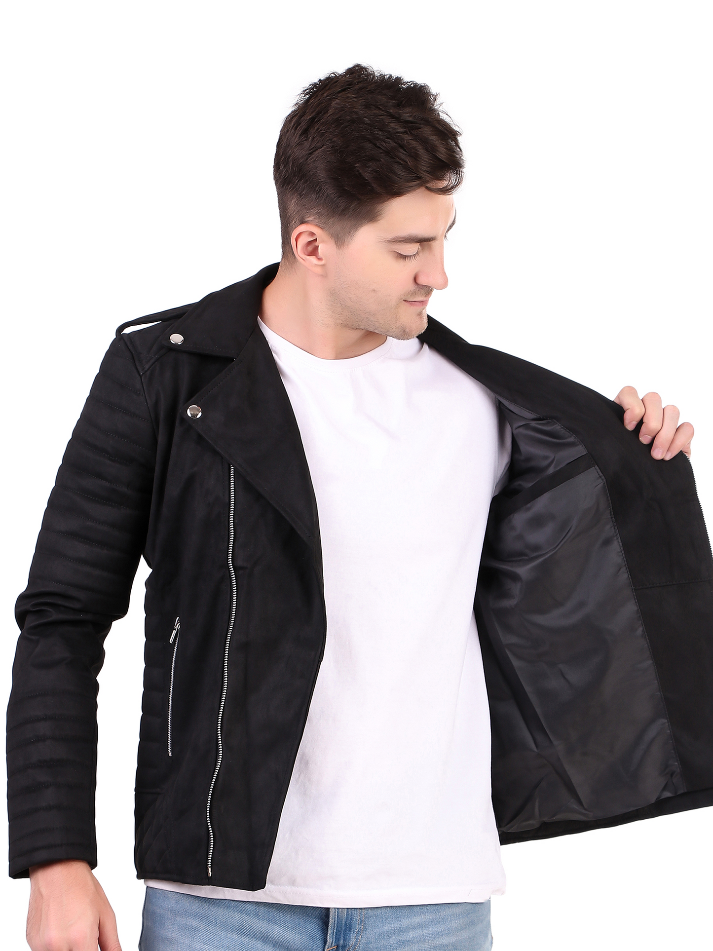 Leather Retail Men's Suede Faux Leather Jacket ( LRSUDRMBL )