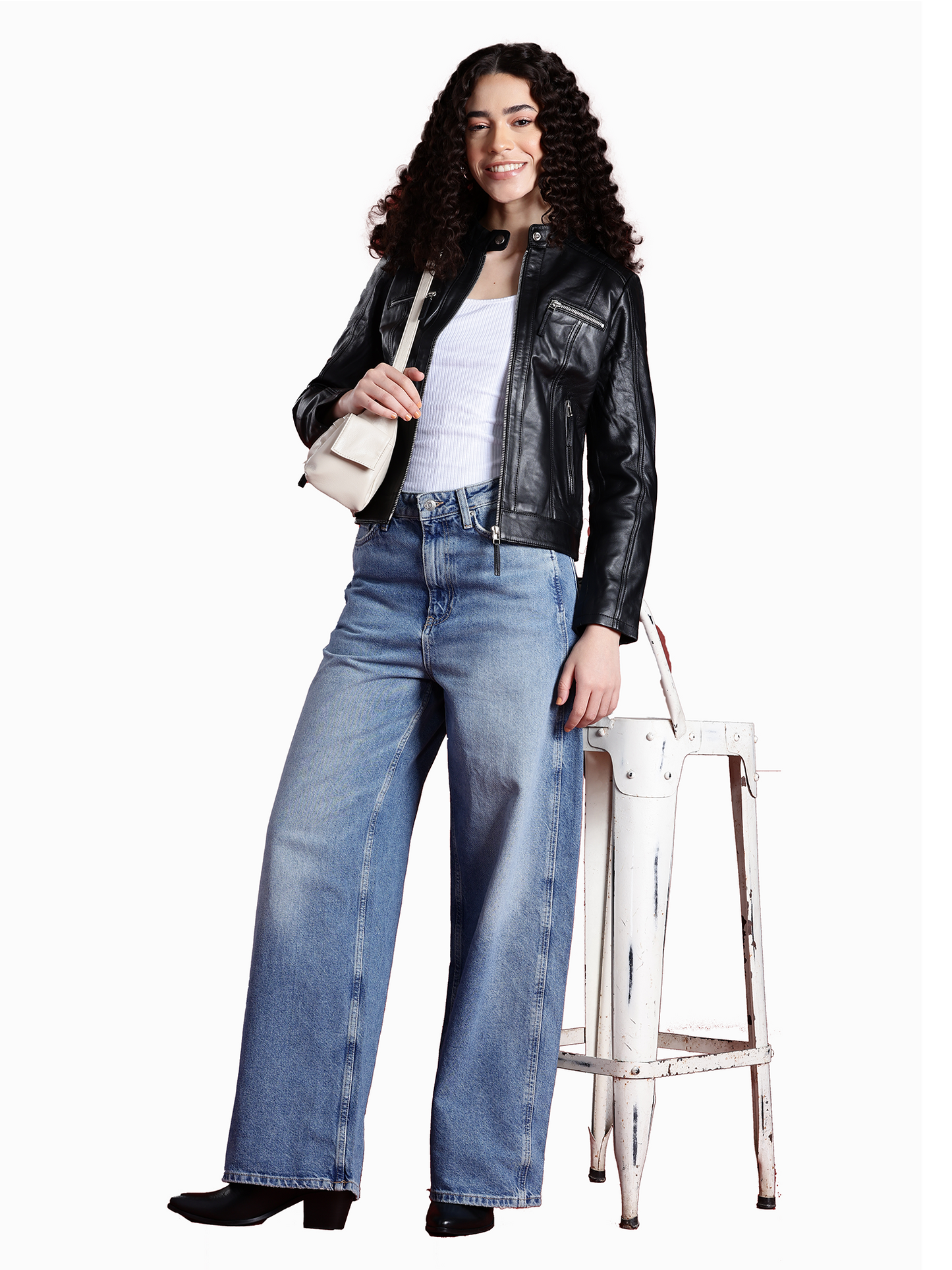 Leather Retail Genuine Leather Biker Jacket For Women's (LRPLF15BL)