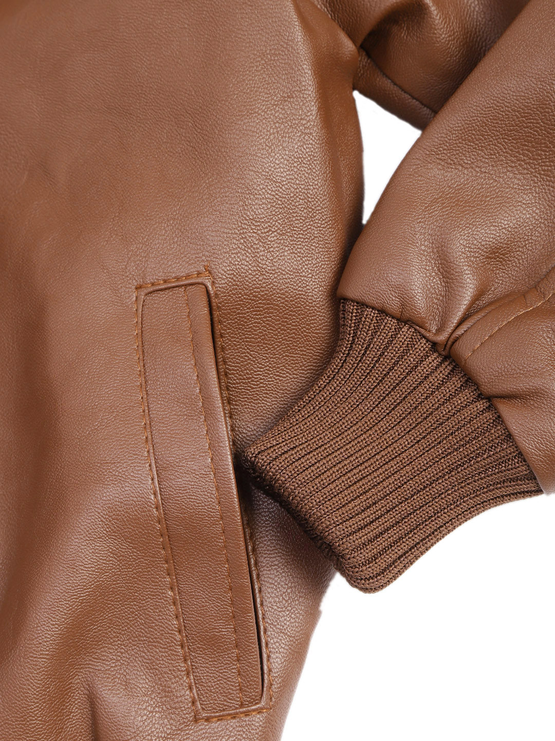 Leather Retail Kid's Full Sleeves Winter Jacket With Side Pocket_Brown (LRKDELBR01)