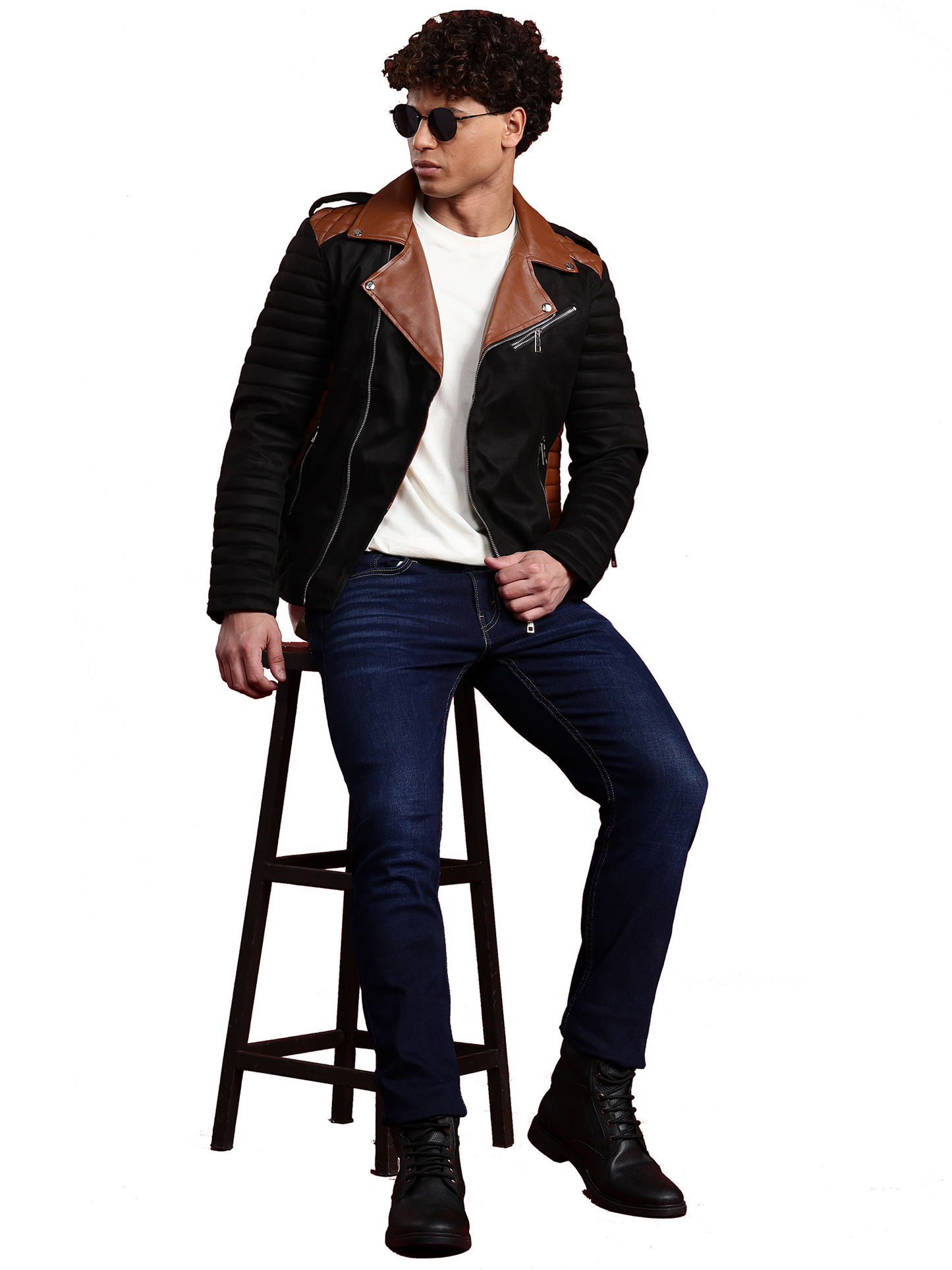 Leather Retail Men’s Casual Suede Leather Motor Cycle Jacket (LRSUDM47BL)