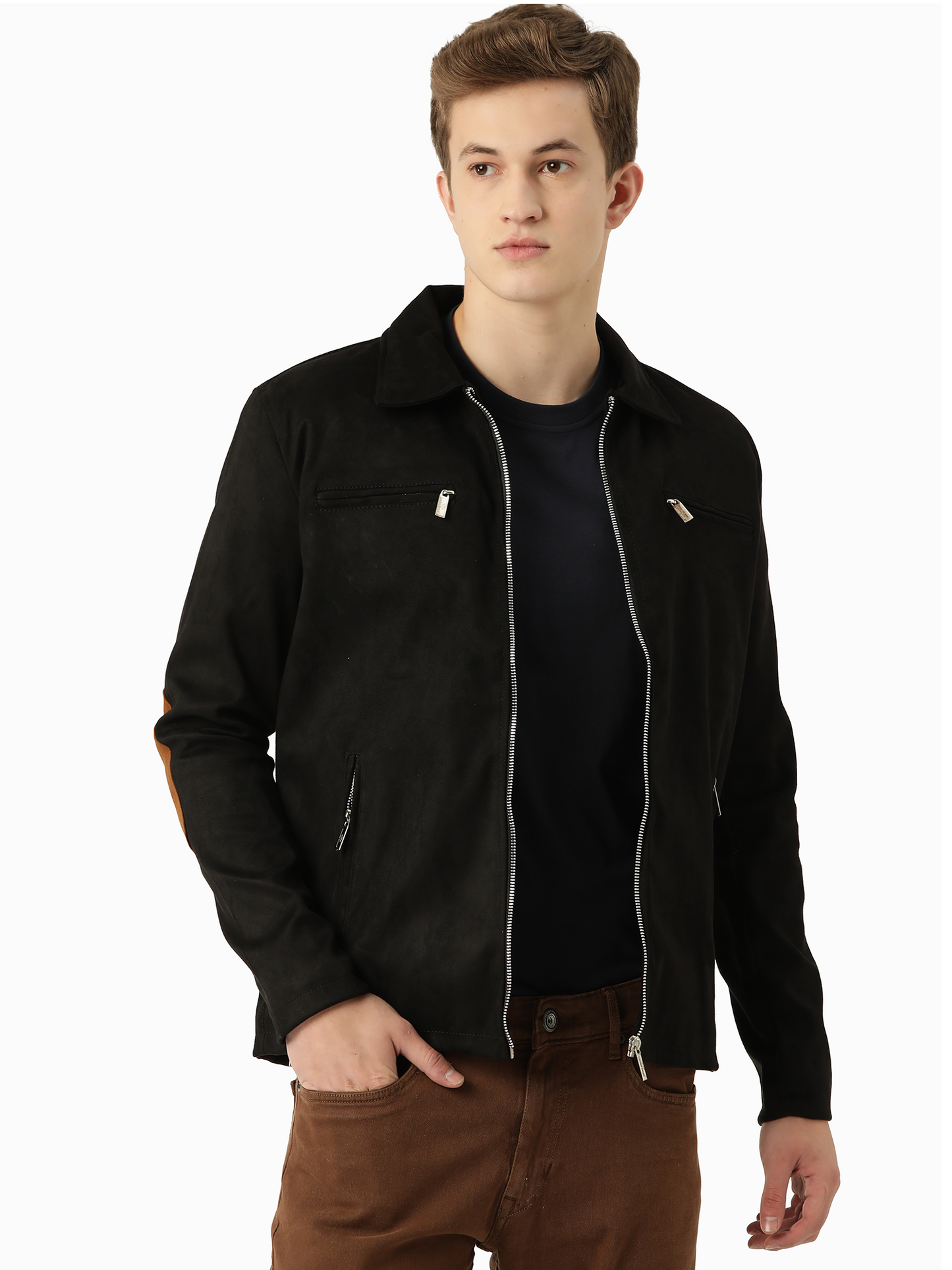 Leather Retail Men's Suede Faux Leather Jacket (LRSUDM33BL)