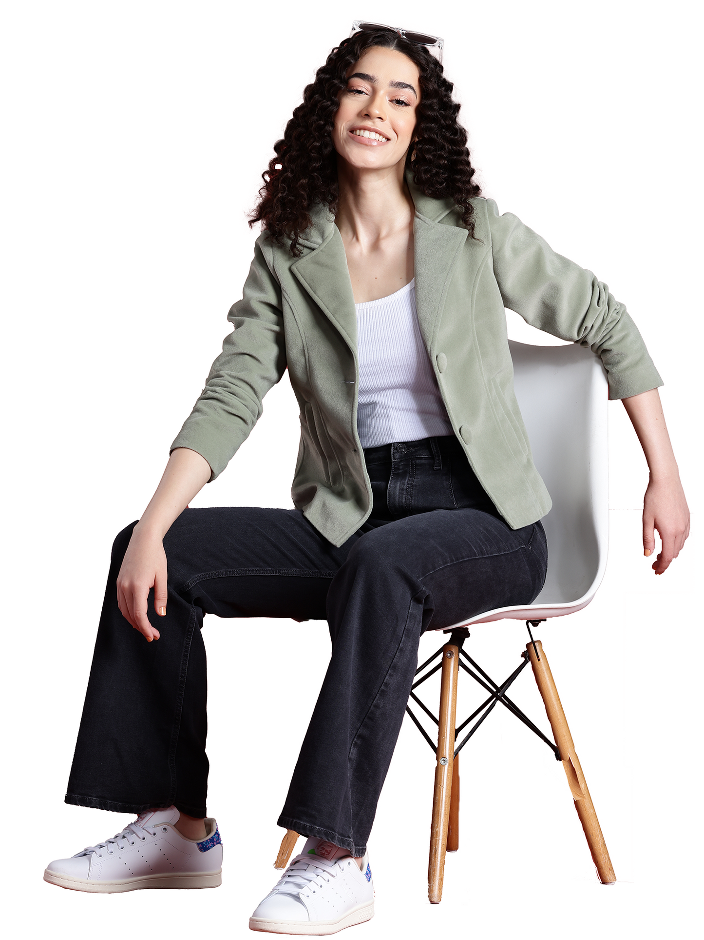 Leather Retail Women Full Sleeve Velvet Two Button Green Jacket ( LRVEL2BGR )