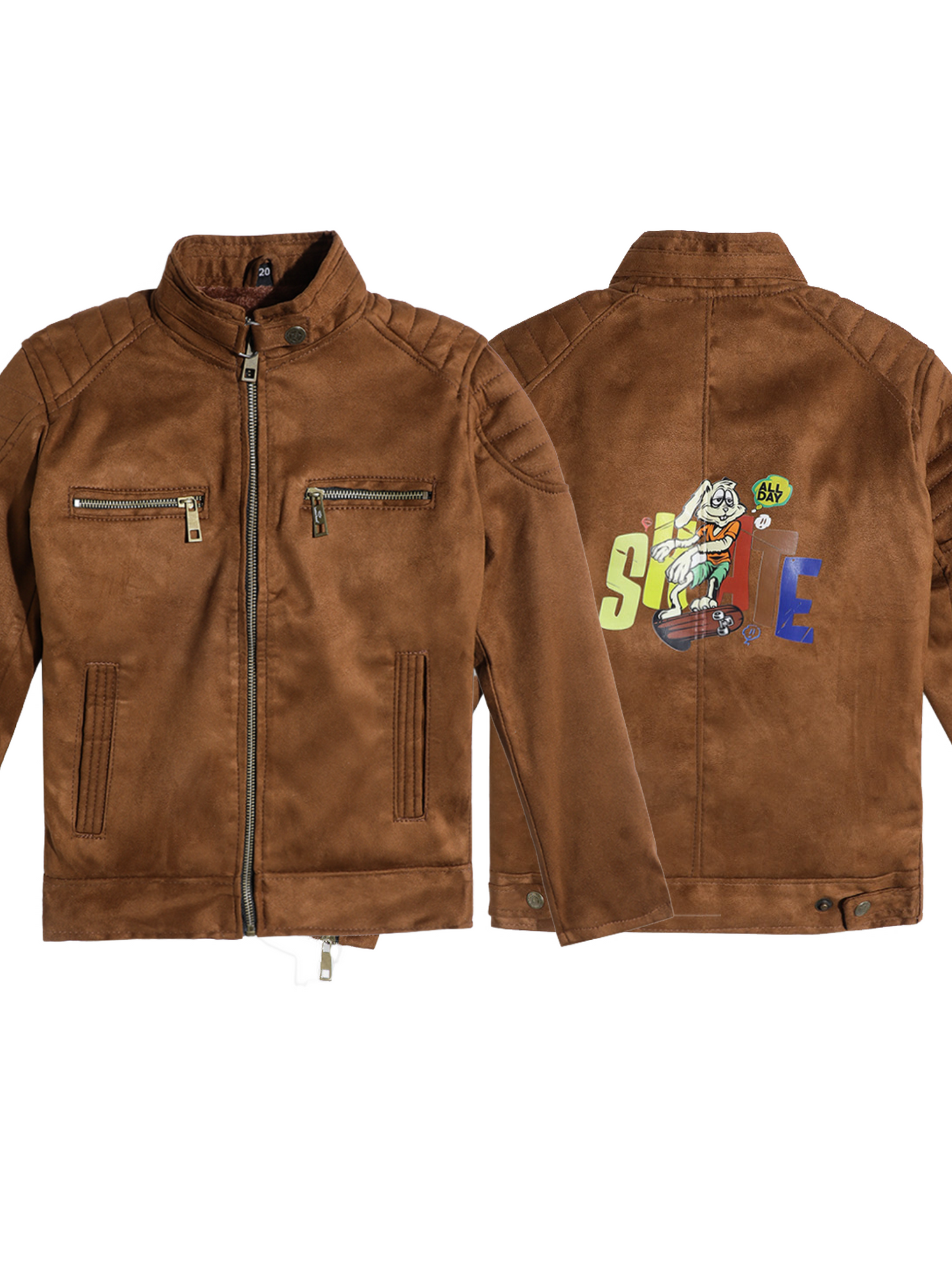 Leather Retail Boys' Brown Suede Faux Leather Stylish Jacket ( LRPRKDBRBR )