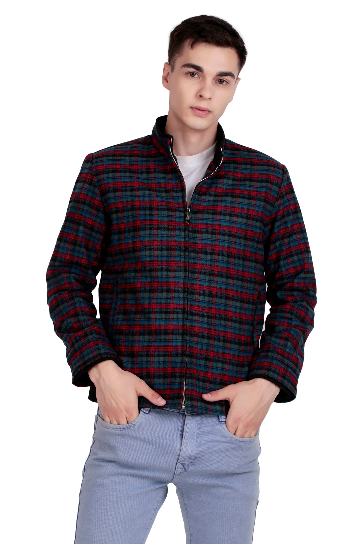 Leather Retail Classic Plaid Zip-Up Multicoloured Tweed Jacket for Modern Style ( LRCHECKTD1H )