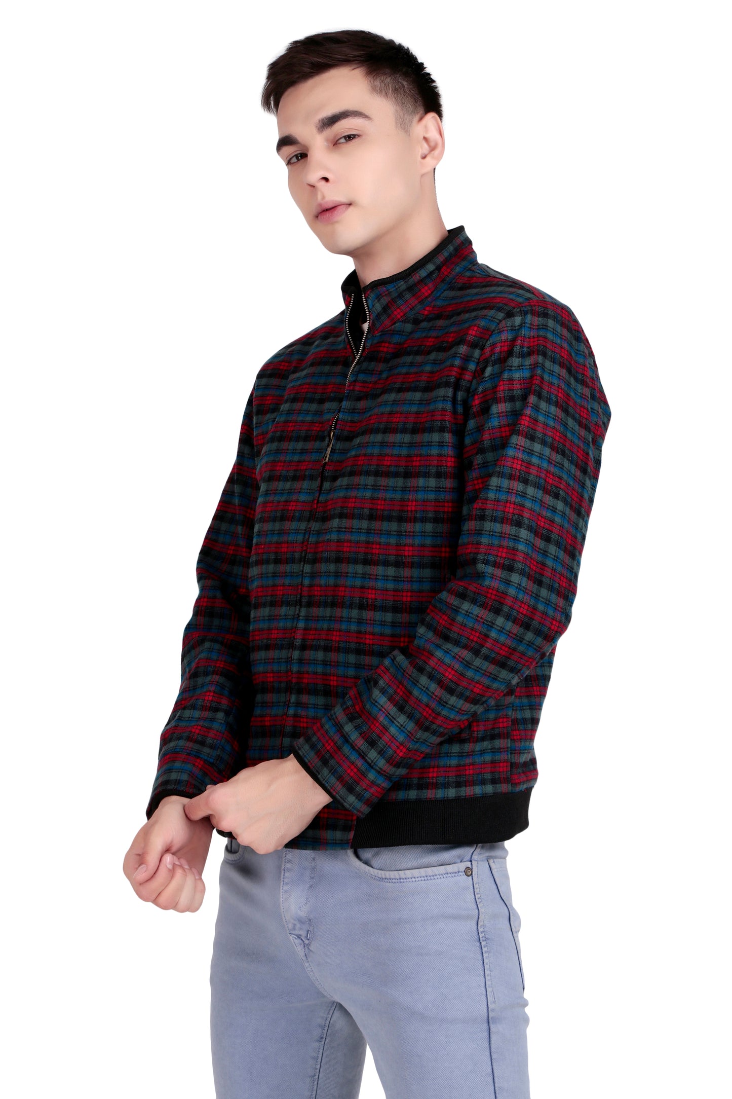 Leather Retail Classic Plaid Zip-Up Multicoloured Tweed Jacket for Modern Style ( LRCHECKTD1H )