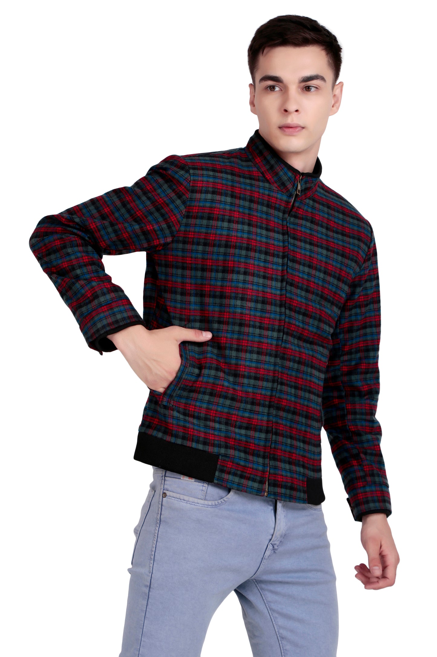 Leather Retail Classic Plaid Zip-Up Multicoloured Tweed Jacket for Modern Style ( LRCHECKTD1H )