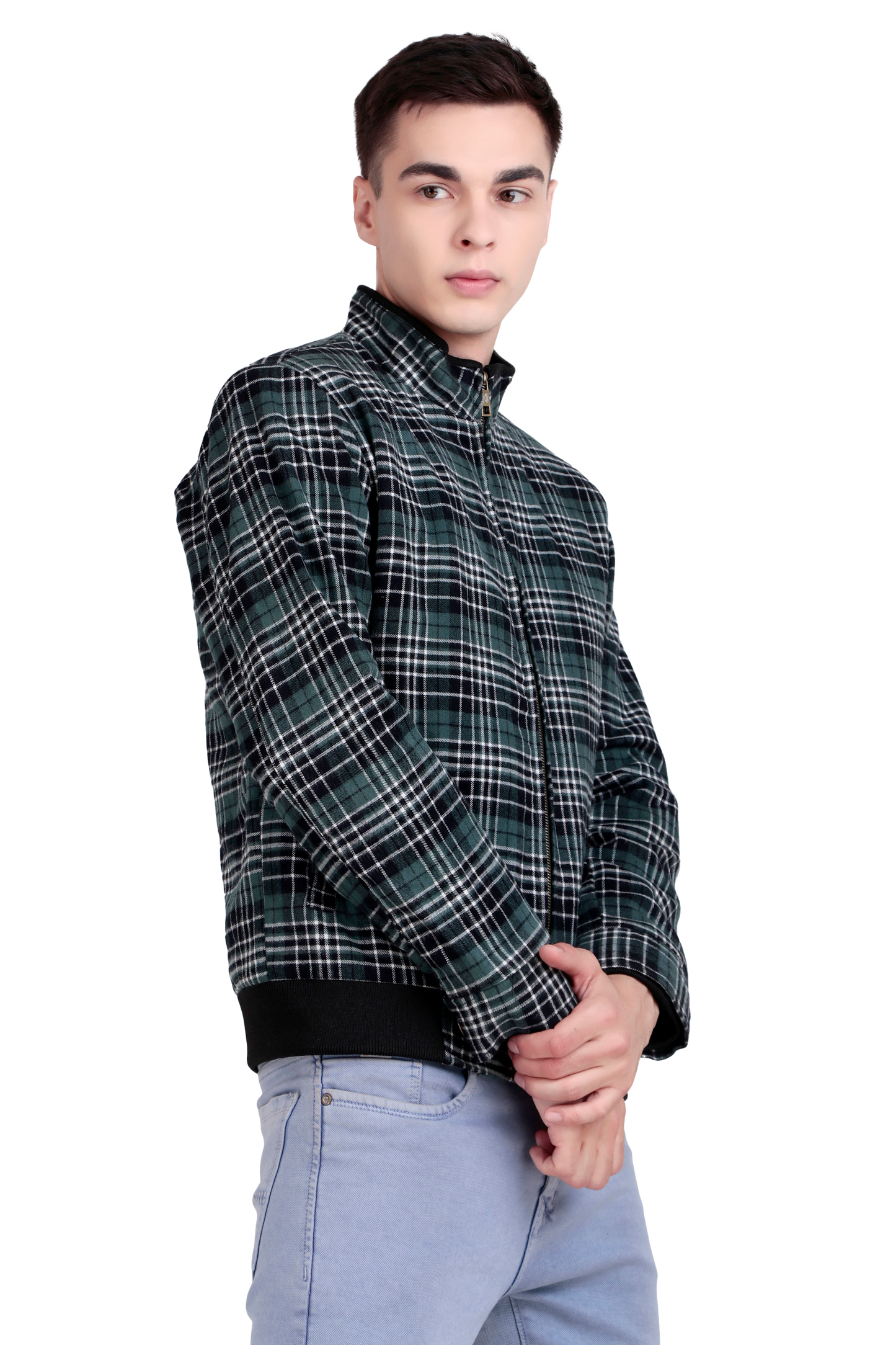 Leather Retail Stylish Green Plaid Multicoloured Tweed Jacket for Modern Men ( LRCHECKTD1I )