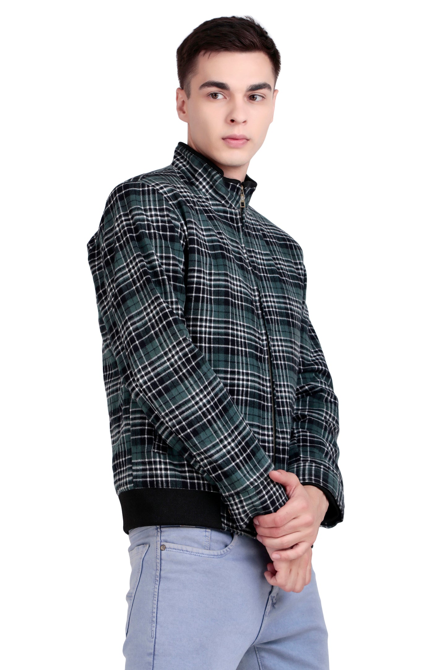 Leather Retail Stylish Green Plaid Multicoloured Tweed Jacket for Modern Men ( LRCHECKTD1I )