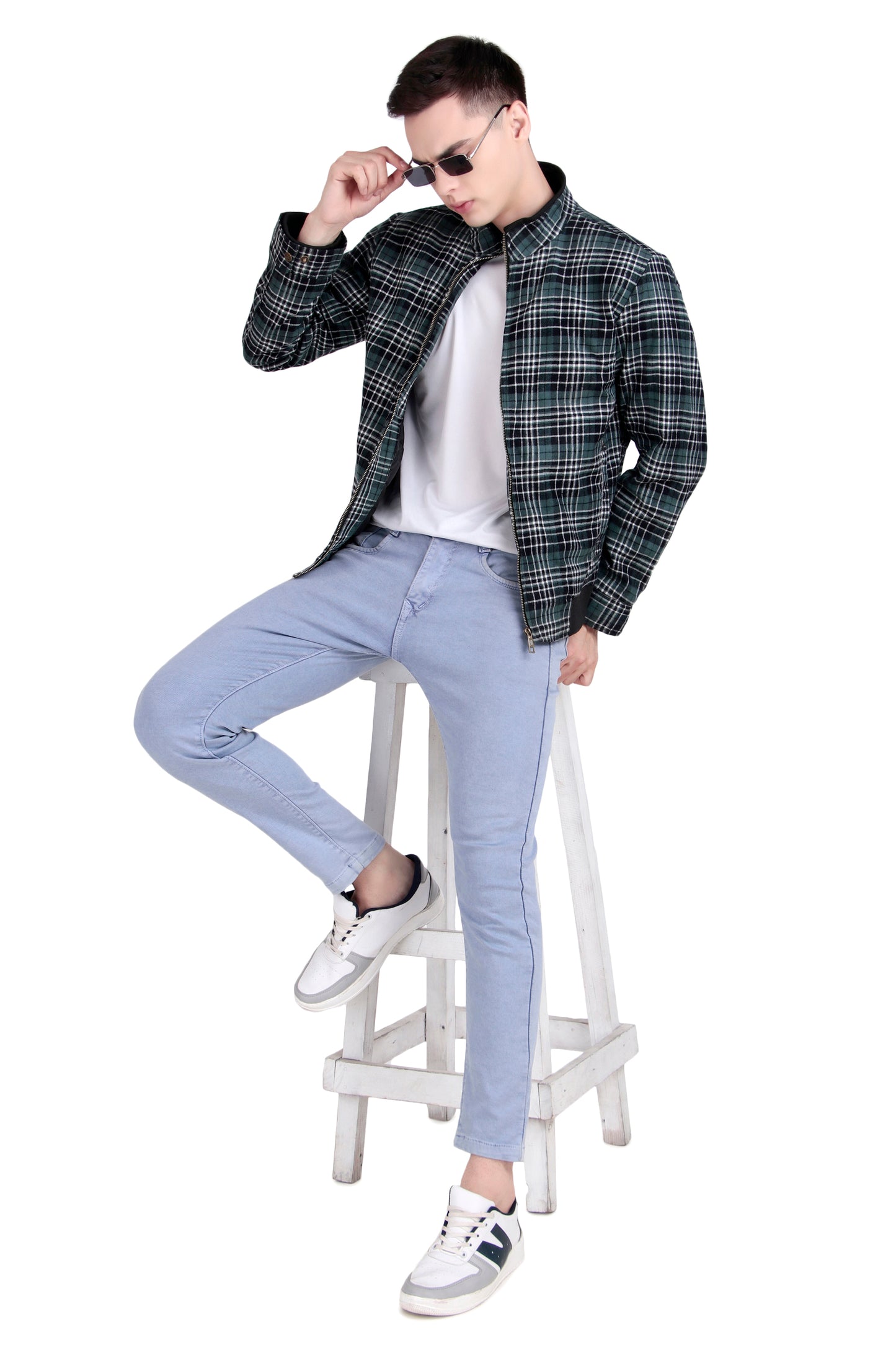 Leather Retail Stylish Green Plaid Multicoloured Tweed Jacket for Modern Men ( LRCHECKTD1I )