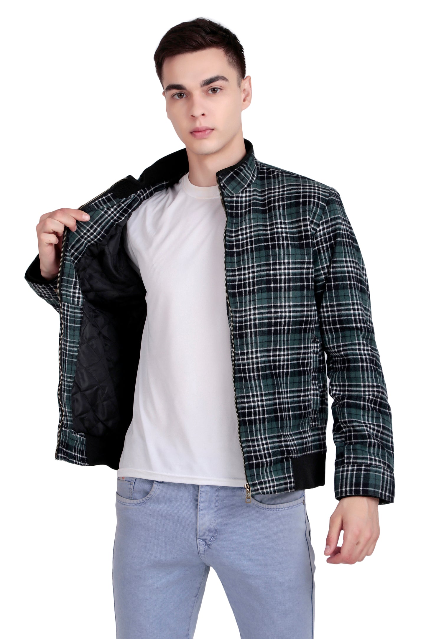 Leather Retail Stylish Green Plaid Multicoloured Tweed Jacket for Modern Men ( LRCHECKTD1I )
