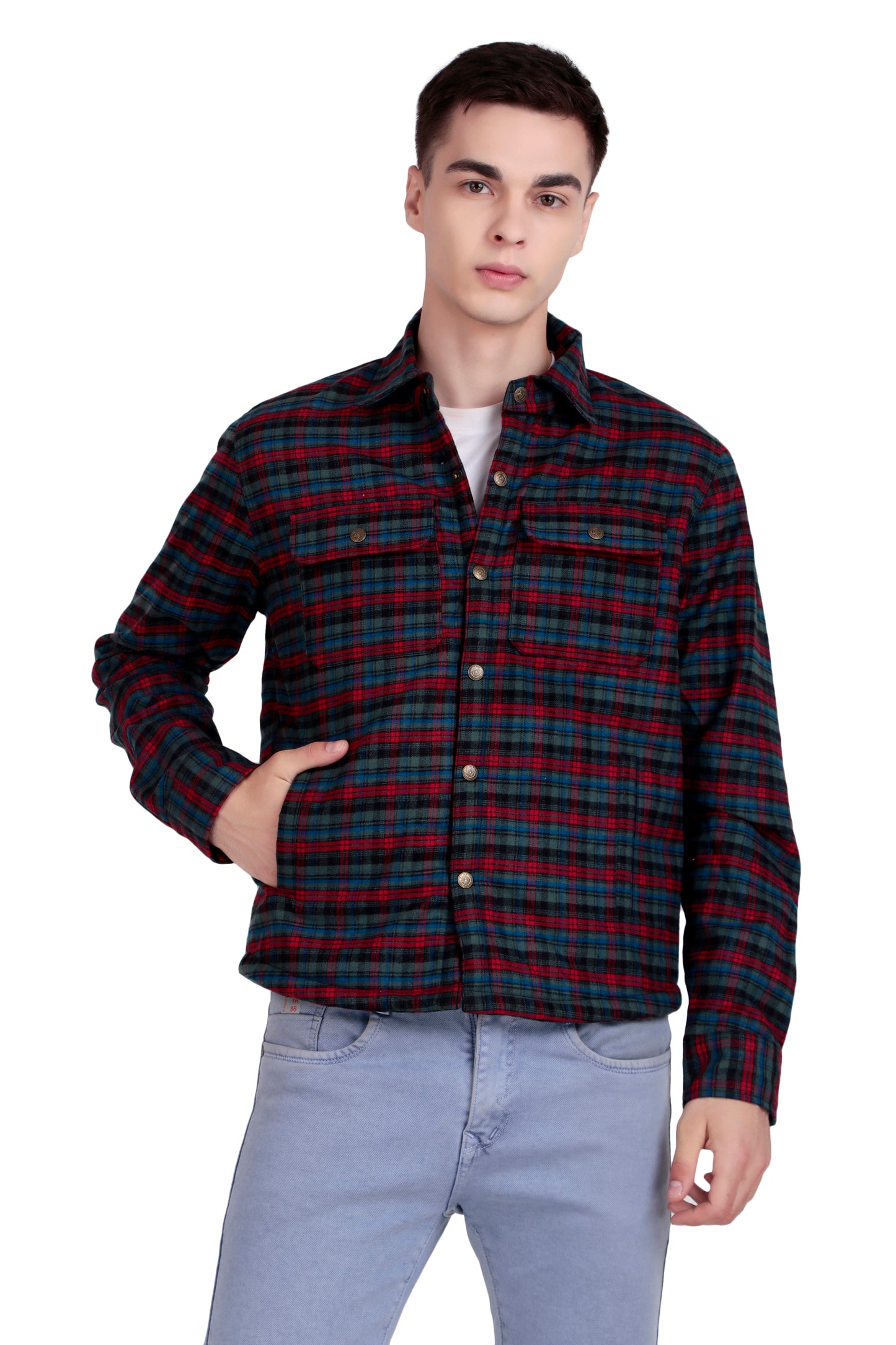 Leather Retail Vibrant Red and Blue Check Multicoloured Tweed Jacket ( LRCHECKTD2H )