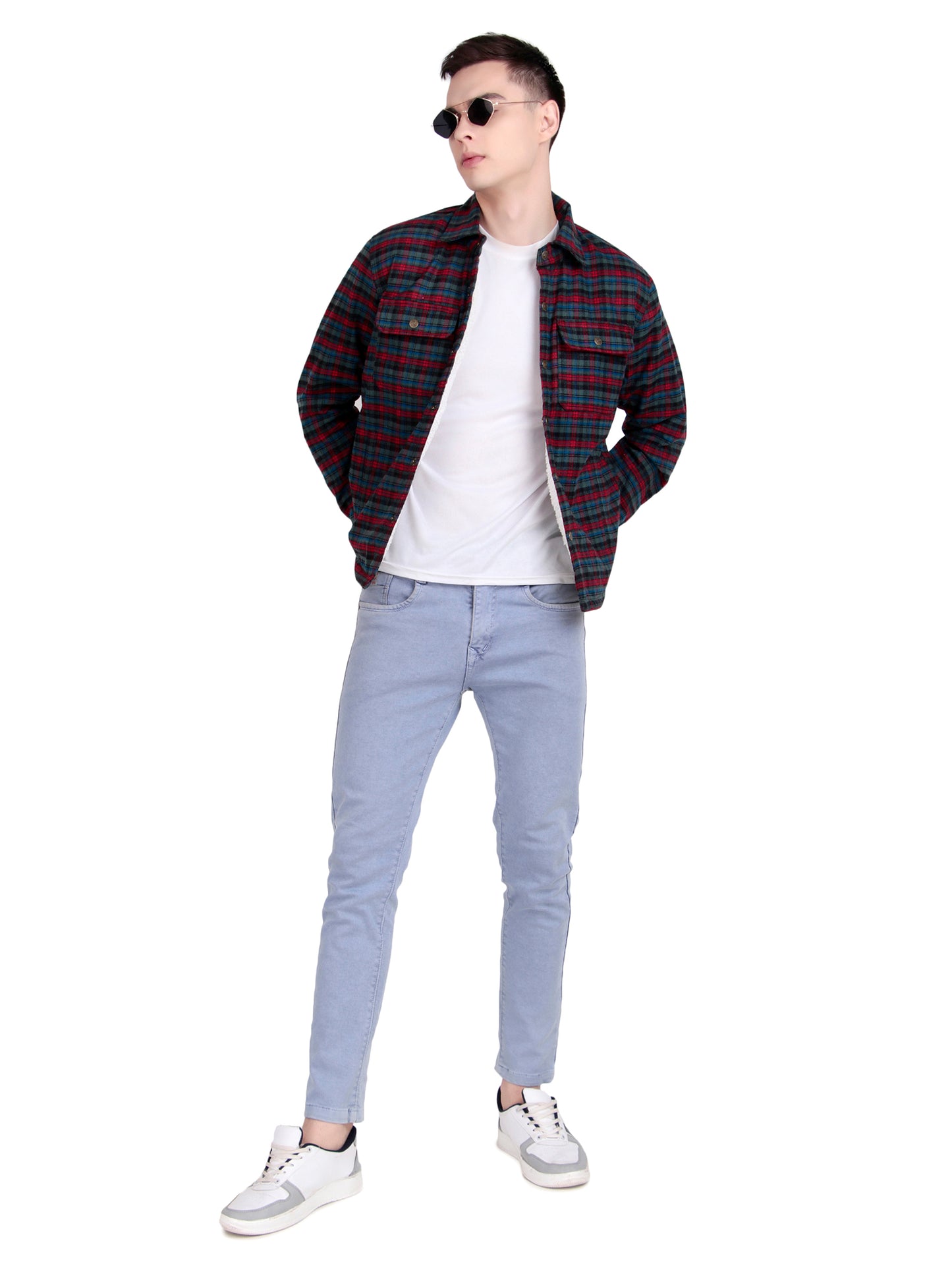 Leather Retail Vibrant Red and Blue Check Multicoloured Tweed Jacket ( LRCHECKTD2H )
