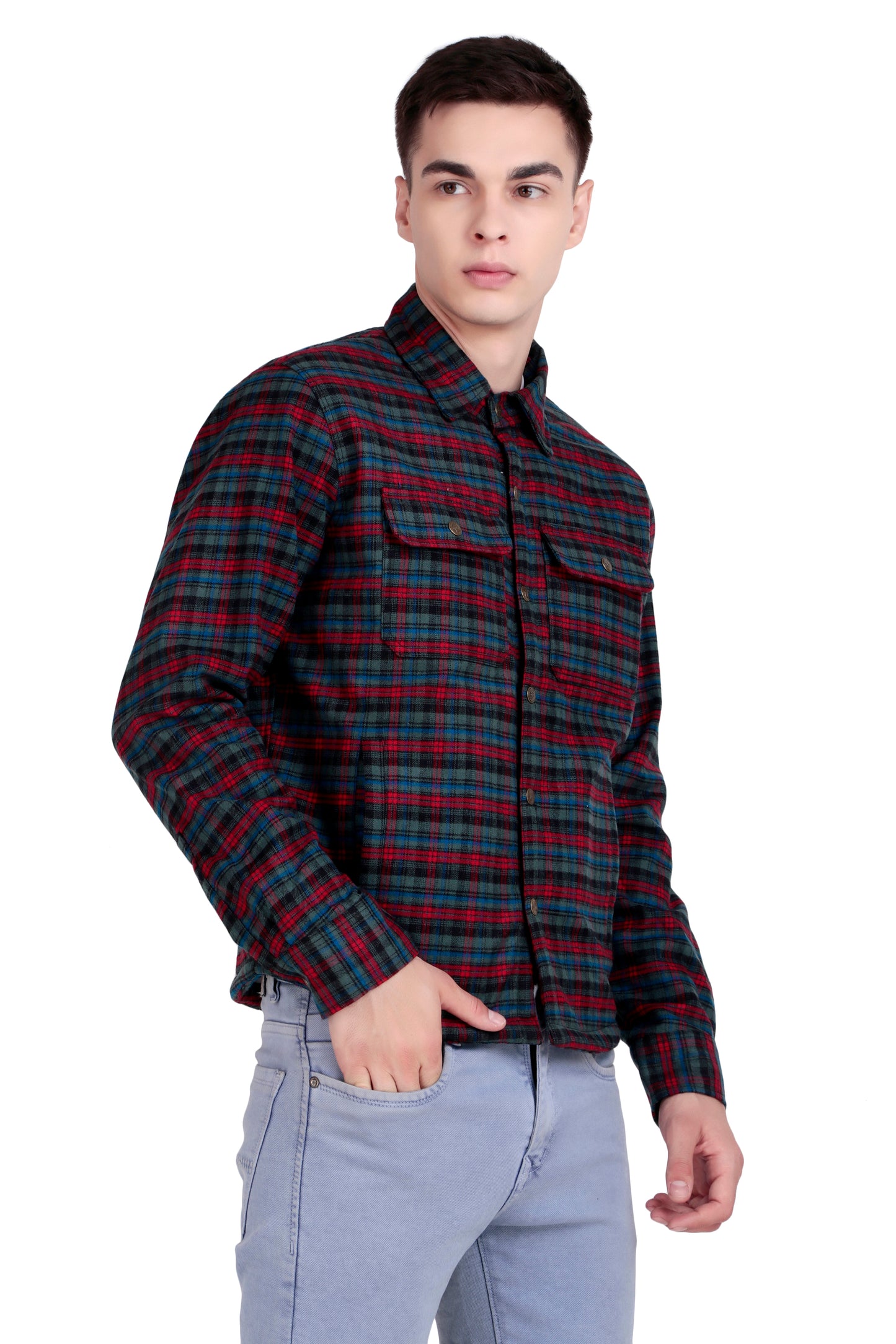 Leather Retail Vibrant Red and Blue Check Multicoloured Tweed Jacket ( LRCHECKTD2H )