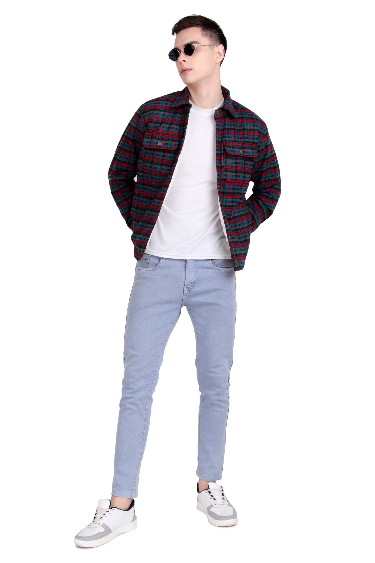 Leather Retail Vibrant Red and Blue Check Multicoloured Tweed Jacket ( LRCHECKTD2H )
