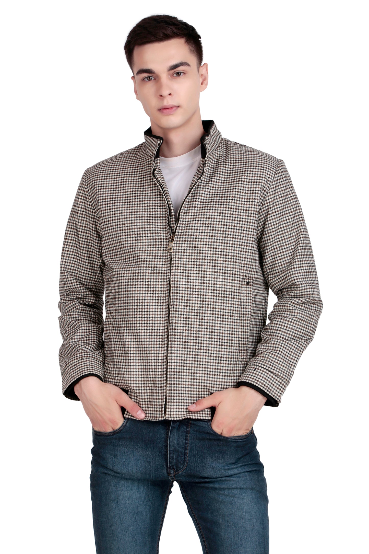 Leather Retail Stylish Checkered Casual Multicoloured Tweed Jacket for Men ( LRCHECKTD1G )