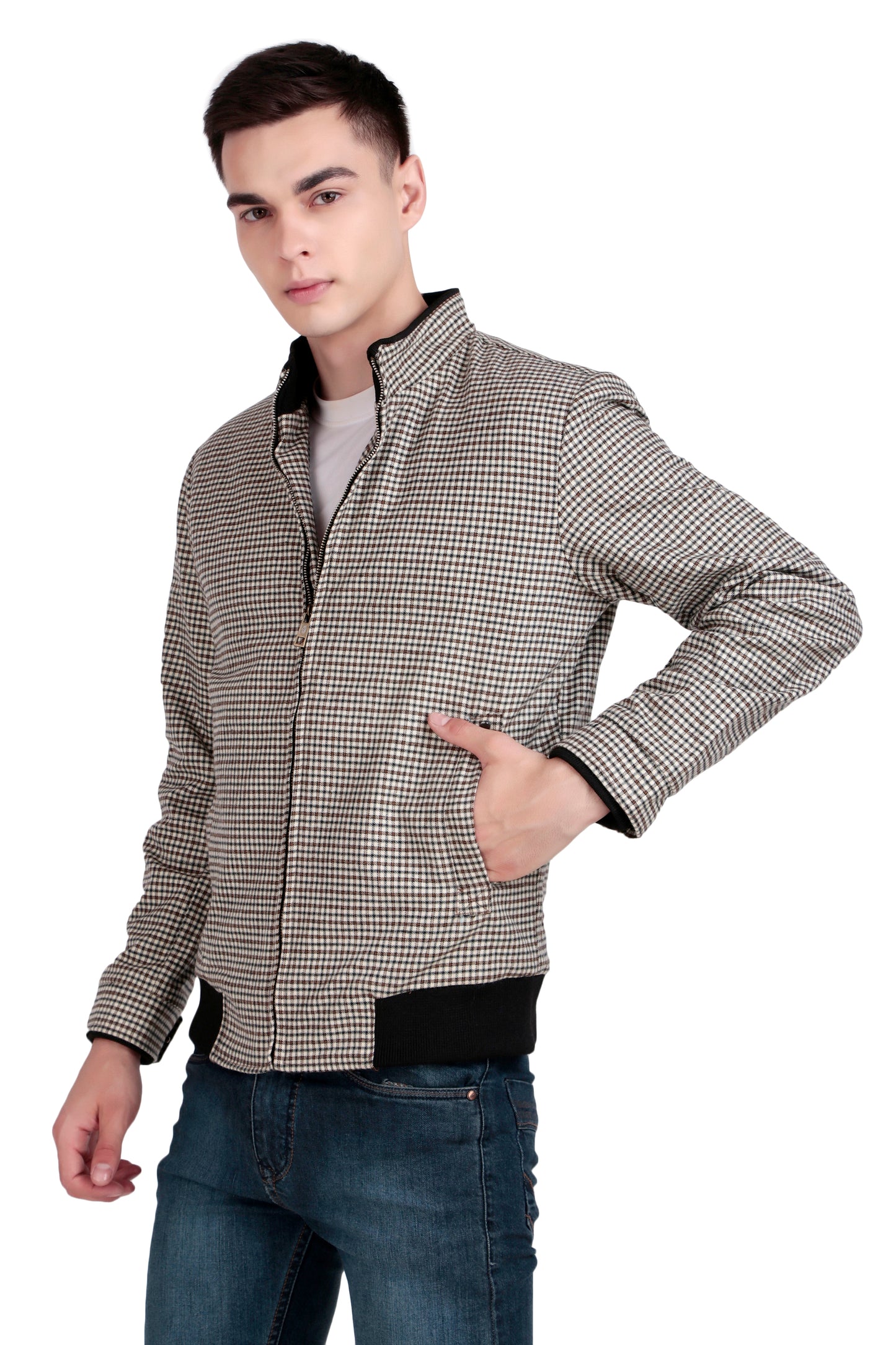 Leather Retail Stylish Checkered Casual Multicoloured Tweed Jacket for Men ( LRCHECKTD1G )