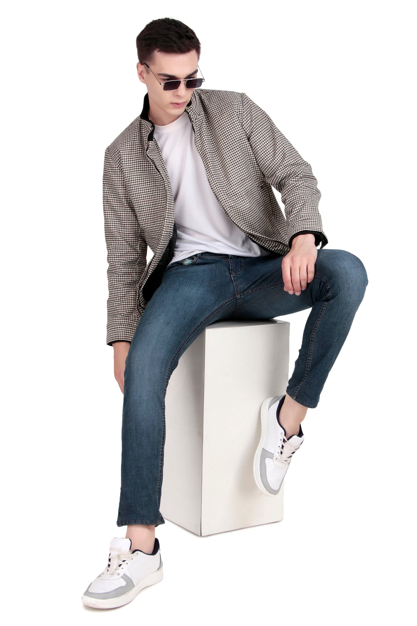 Leather Retail Stylish Checkered Casual Multicoloured Tweed Jacket for Men ( LRCHECKTD1G )