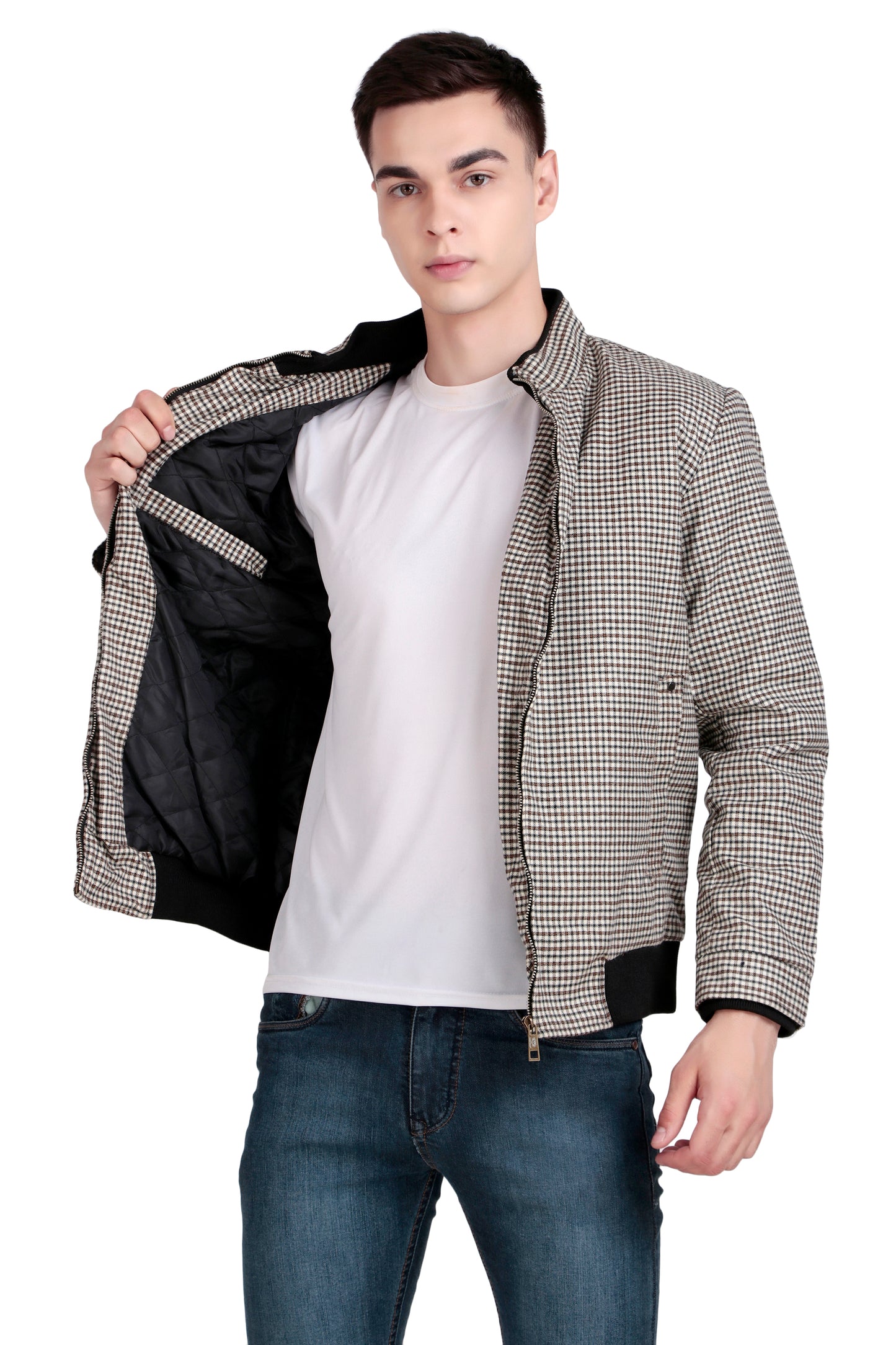 Leather Retail Stylish Checkered Casual Multicoloured Tweed Jacket for Men ( LRCHECKTD1G )