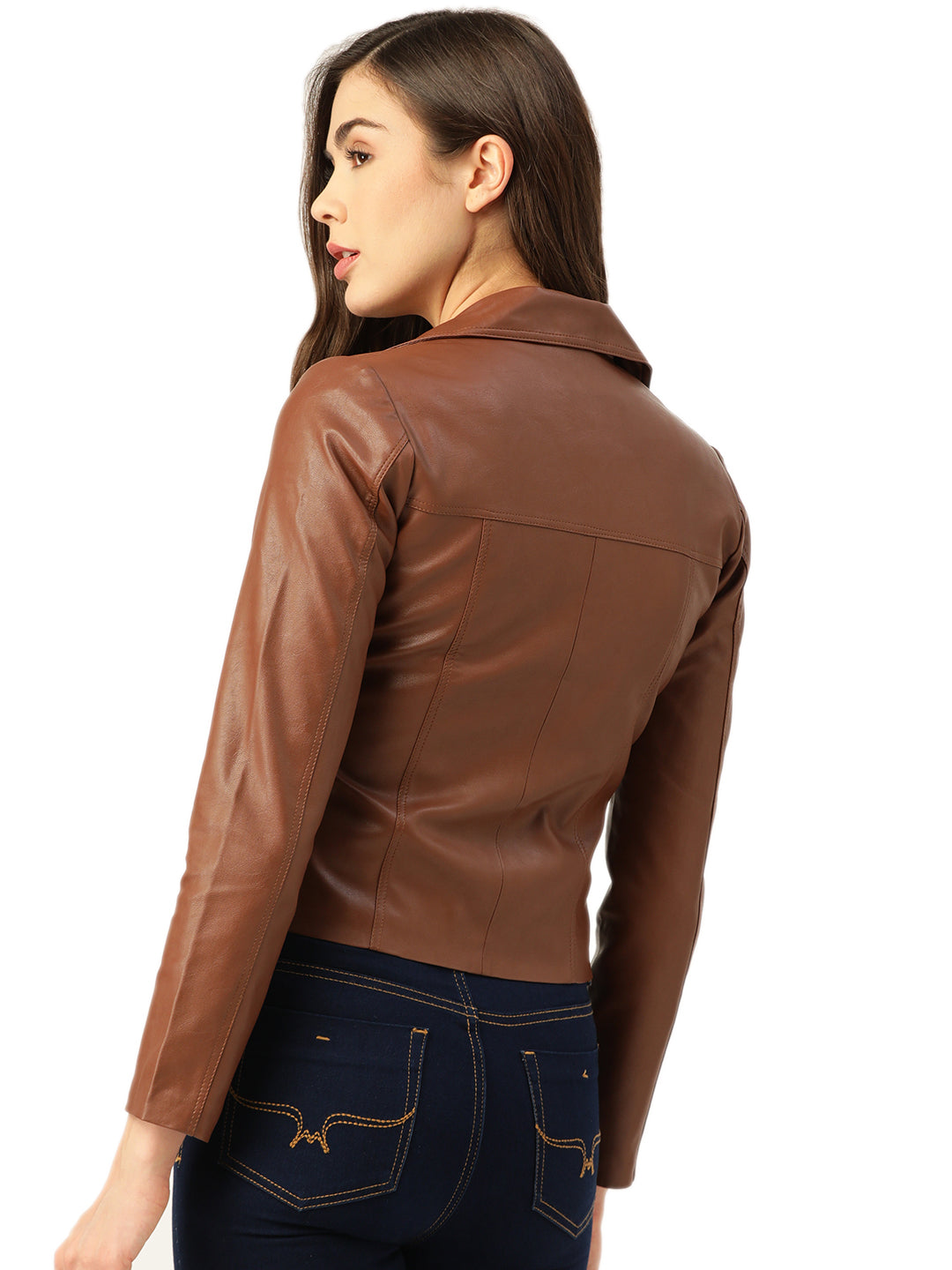 Leather Retail® Faux Leather Jacket for Women's (LRCOBR)