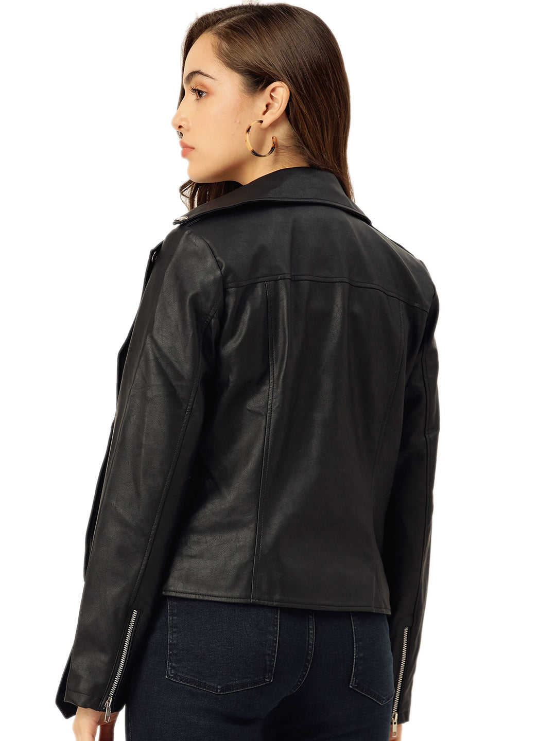 Leather Retail® Full Sleeve Solid Jacket for Women's Biker Style(LRF11BL)